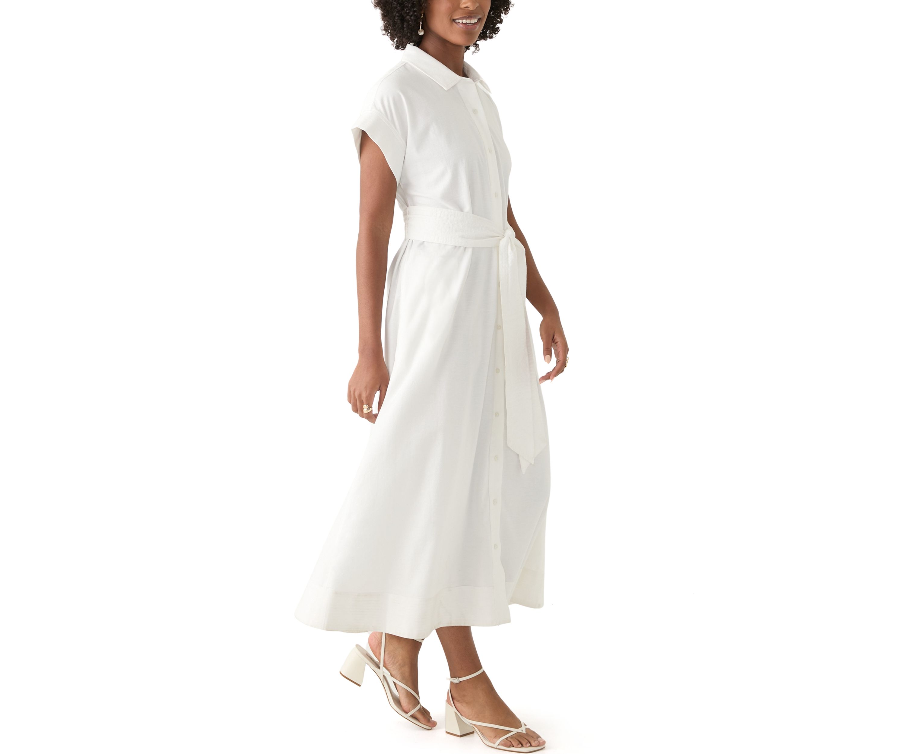 Womens Short Dolman Sleeve Midi Dress