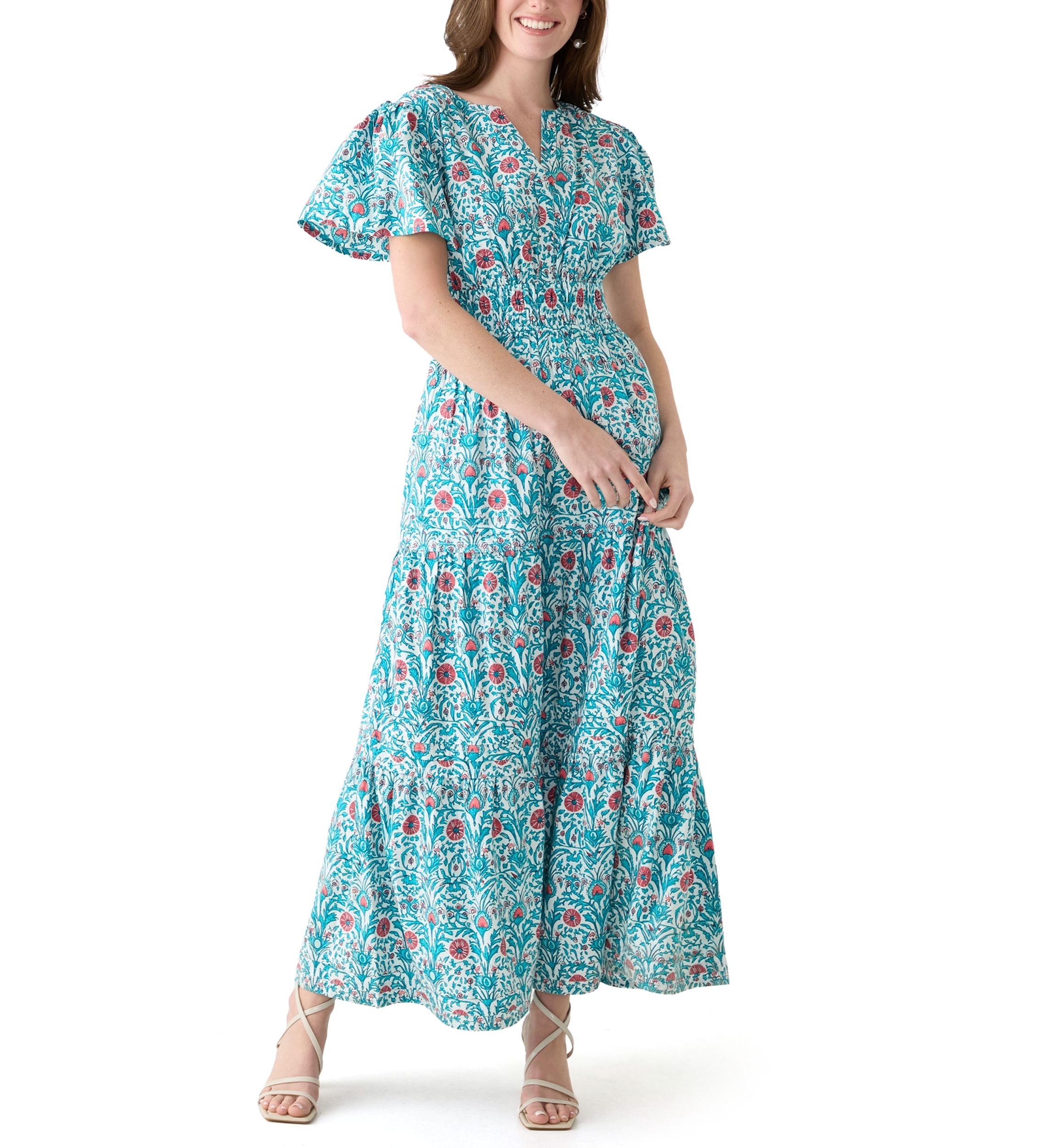 Womens Short Sleeve Midi Dress 