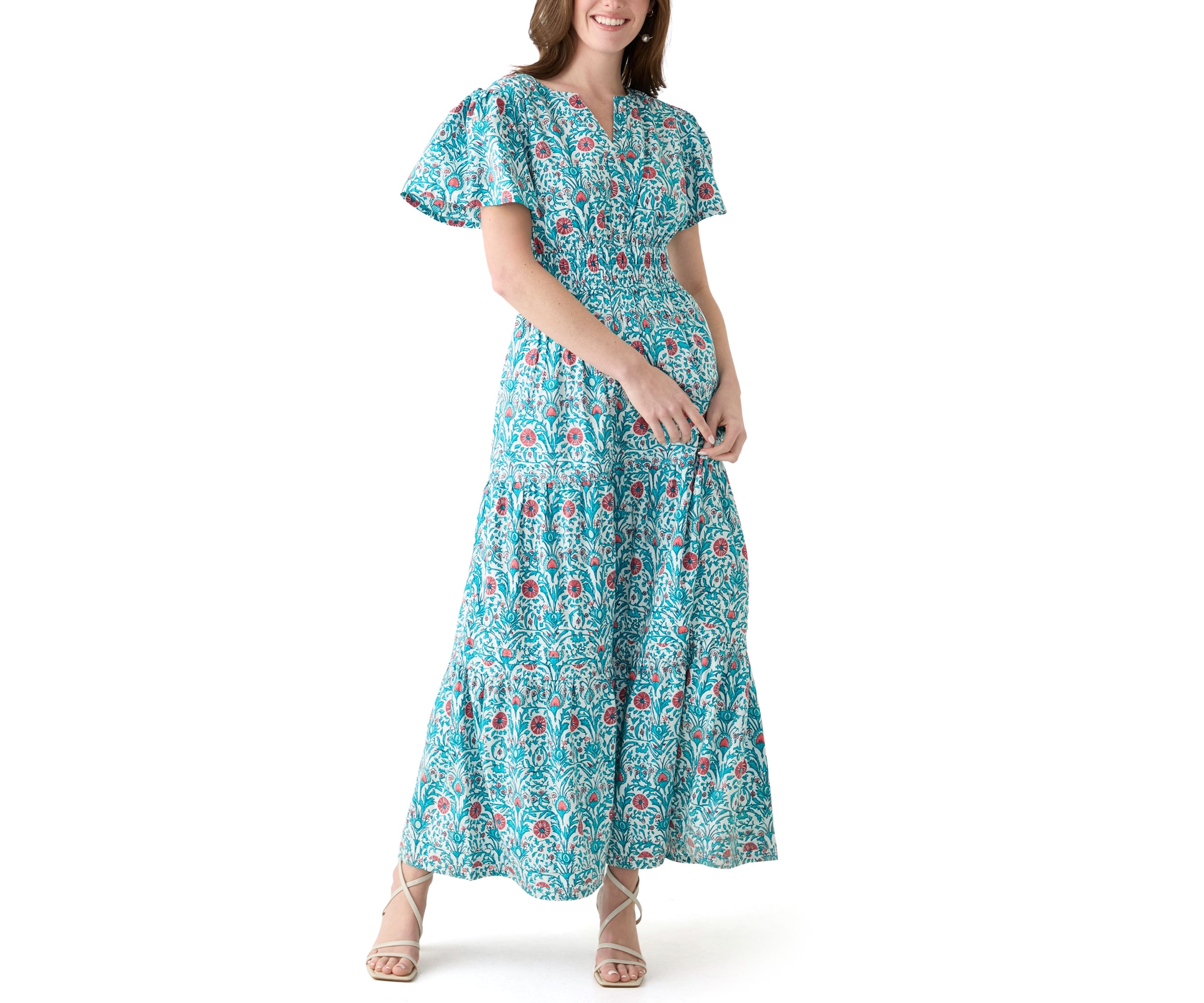 Womens Short Sleeve Midi Dress 