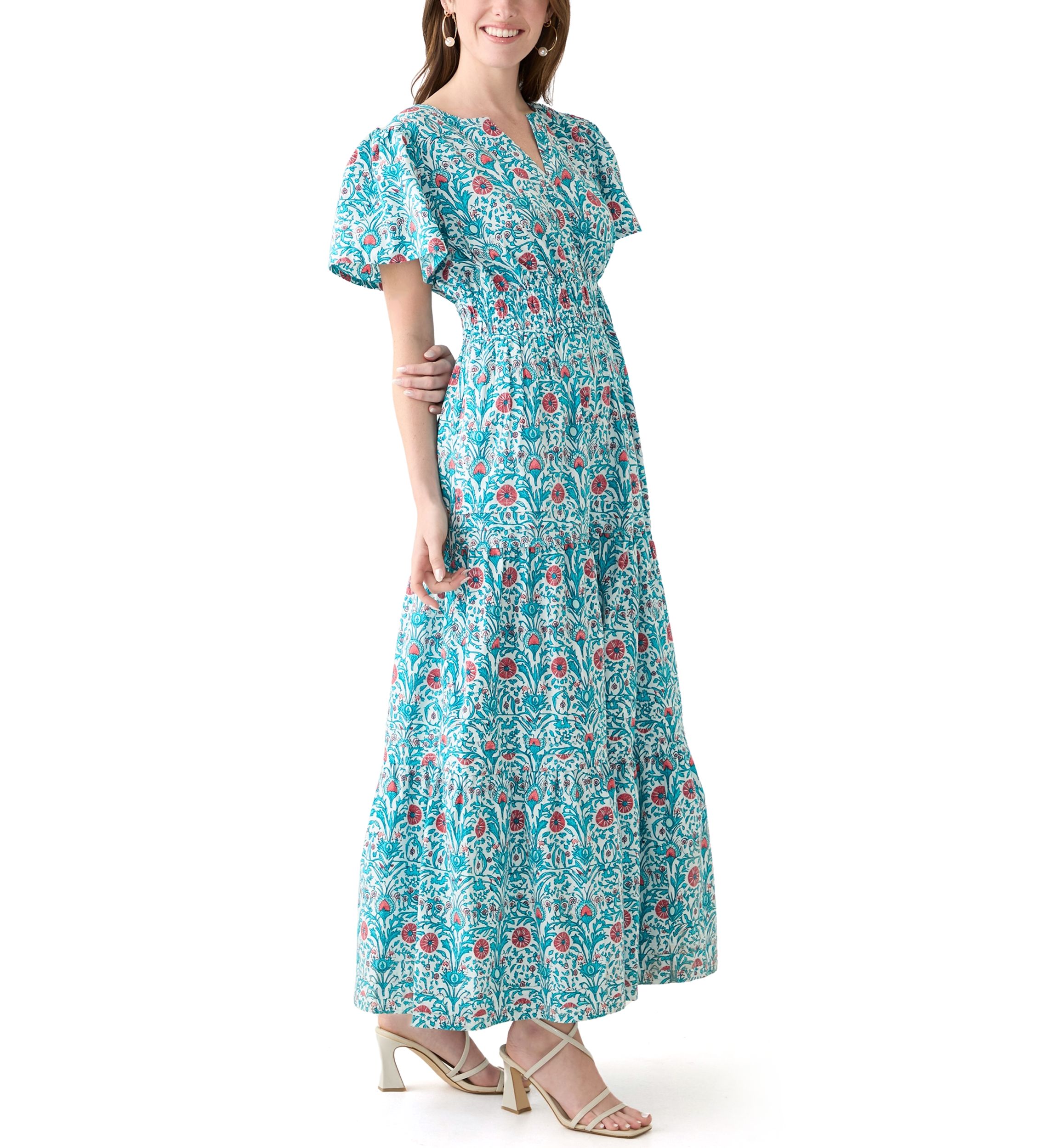 Womens Short Sleeve Midi Dress 