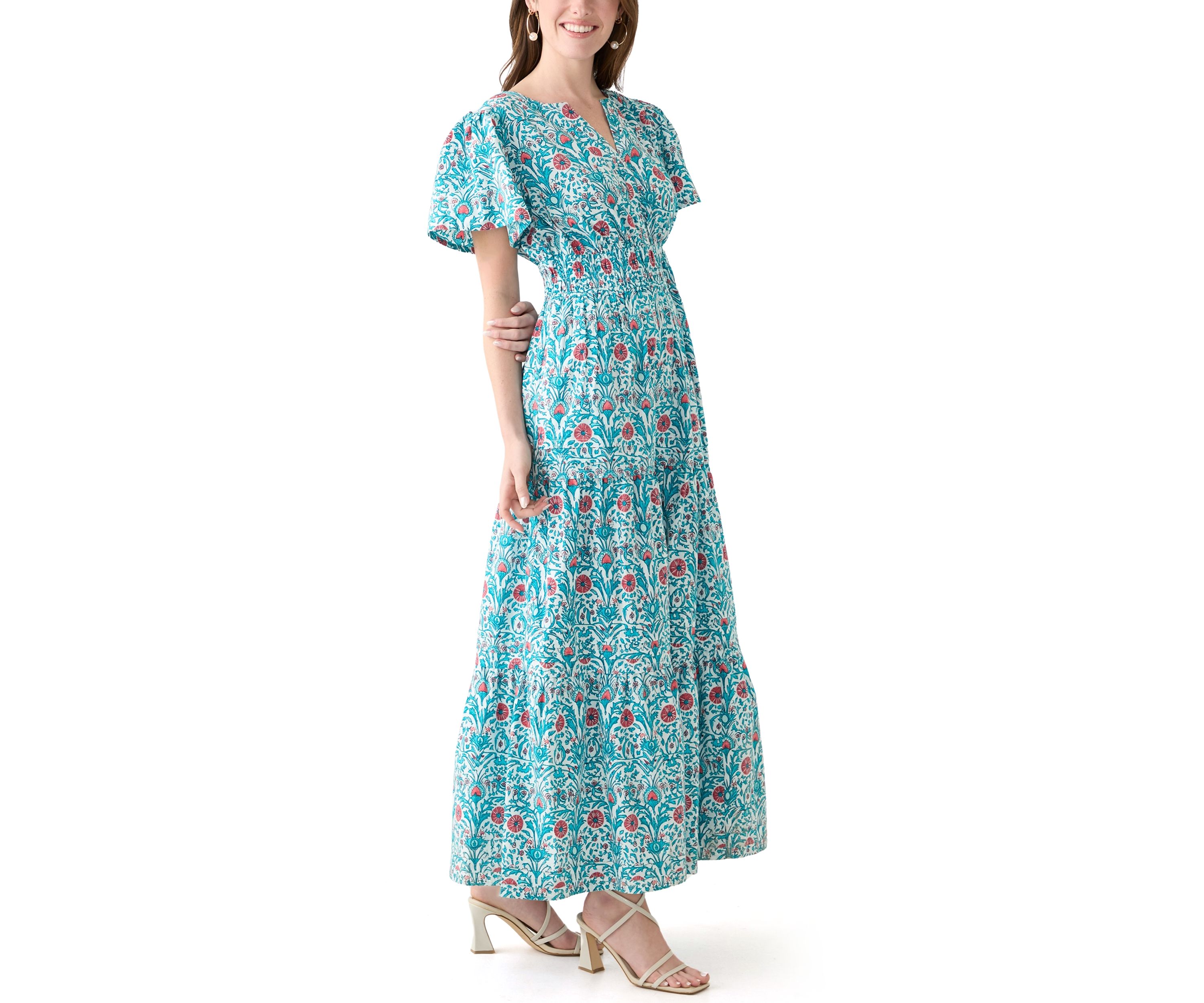 Womens Short Sleeve Midi Dress 