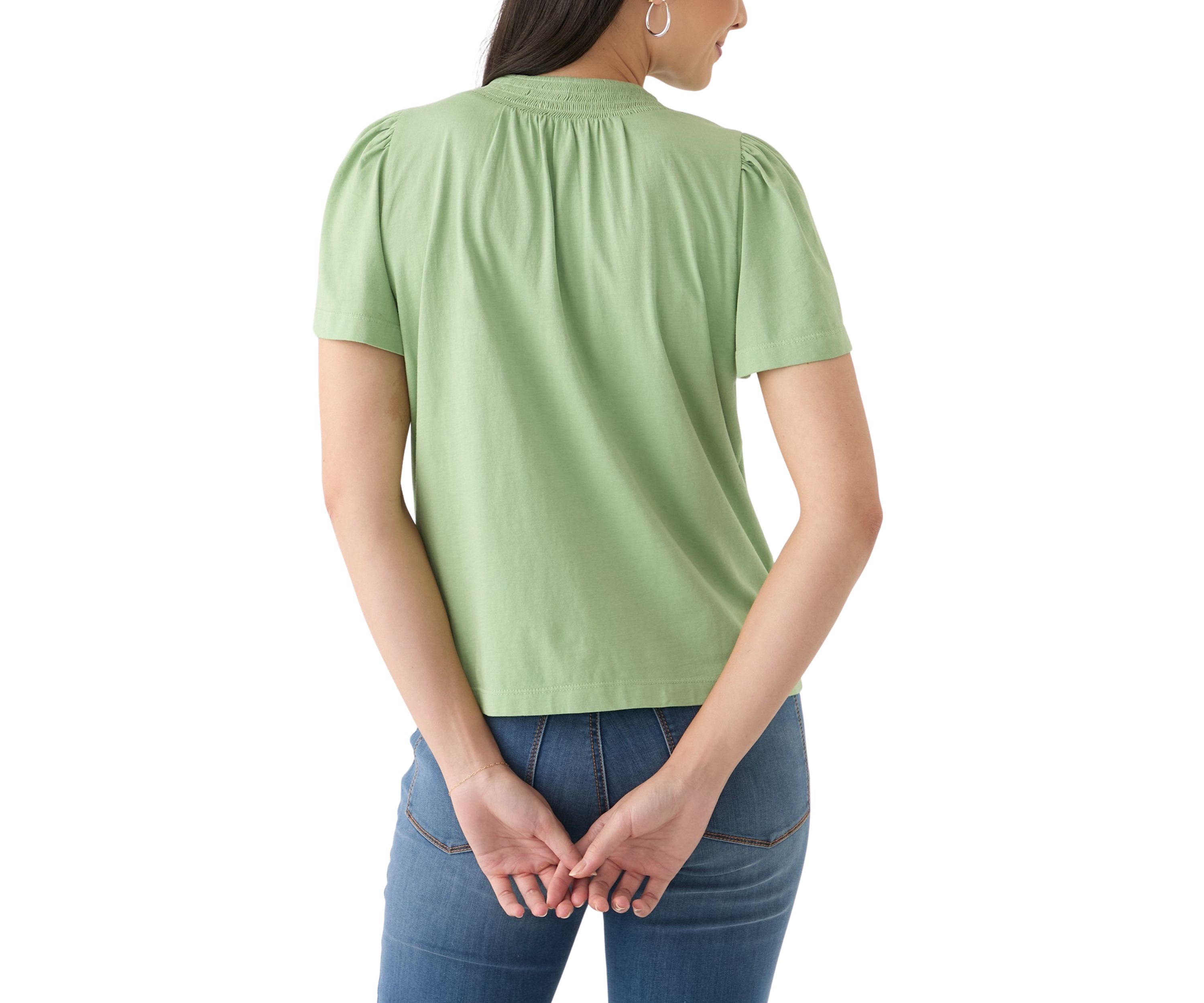 Womens Short Sleeve Smock Neck T-Shirt 