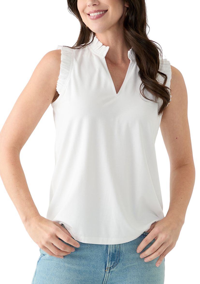 Womens Sleeveless Ruffle Tank Top