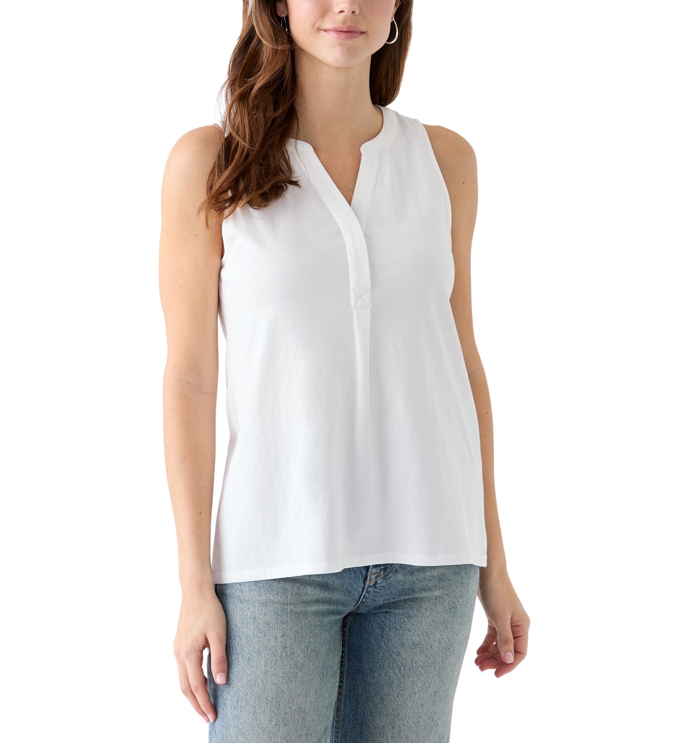 Womens Sleeveless Knit Peasant Top