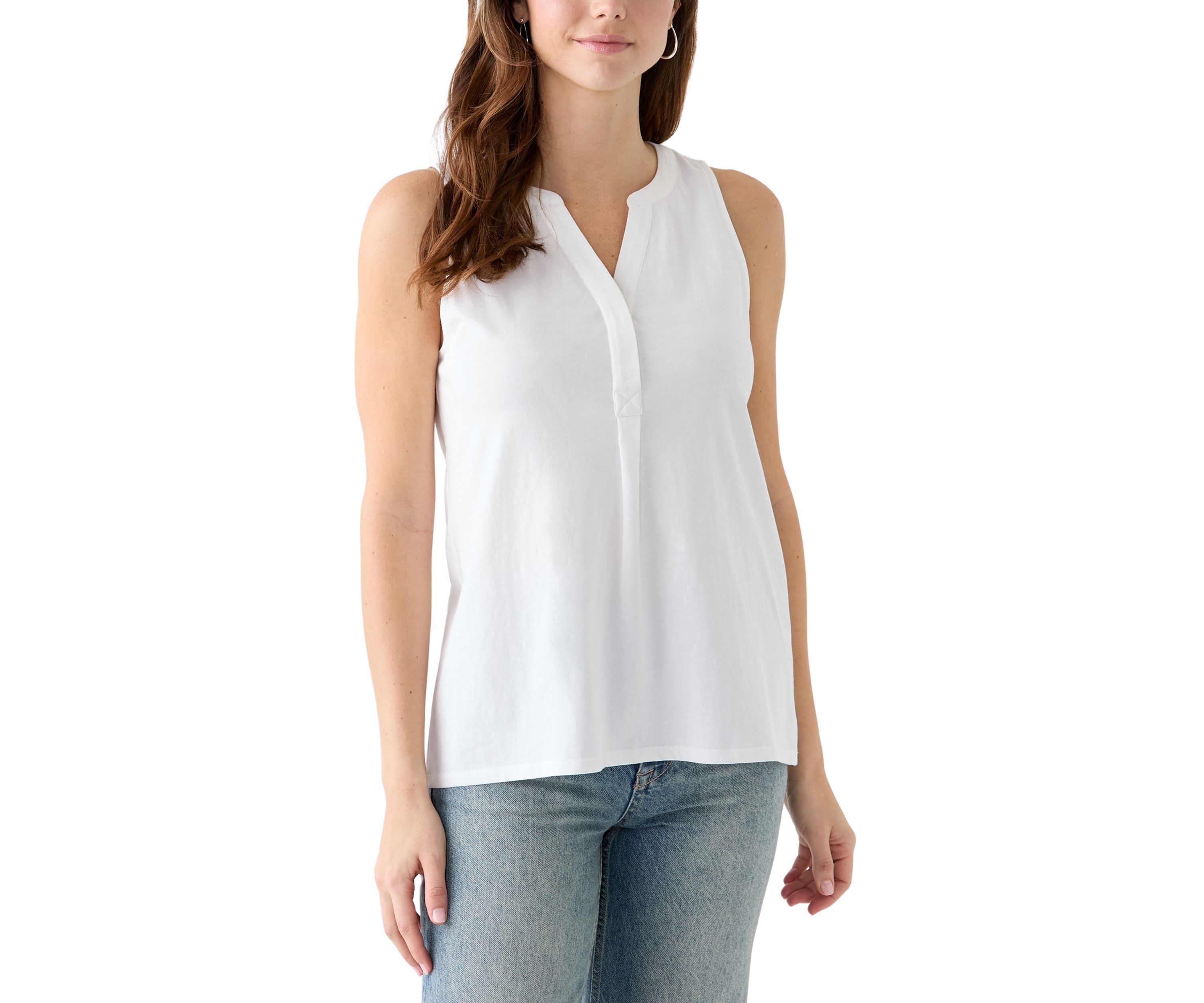 Womens Sleeveless Knit Peasant Top