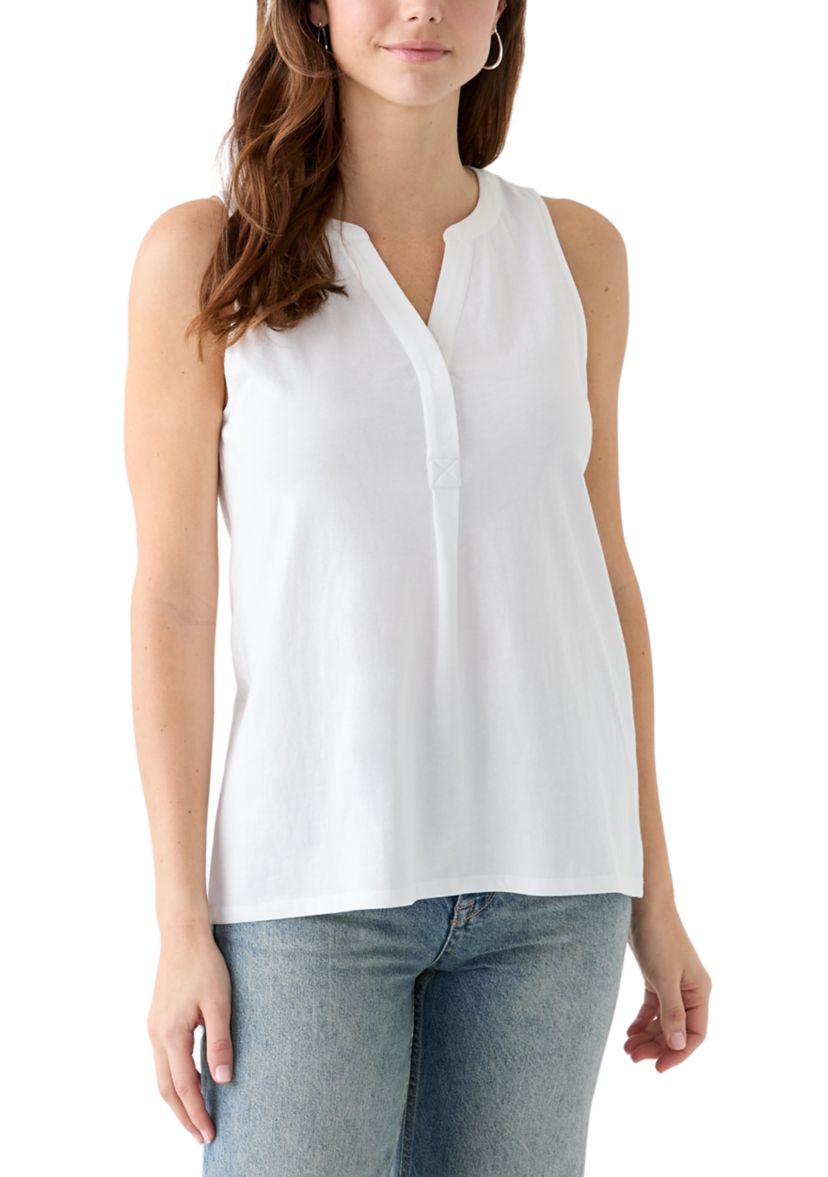Womens Sleeveless Knit Peasant Top