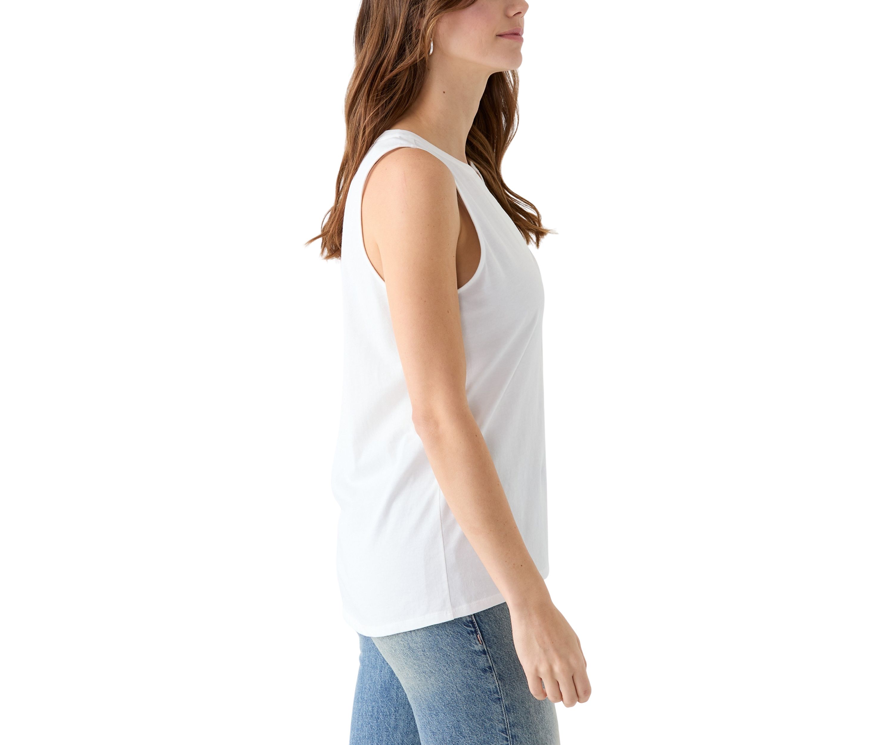 Womens Sleeveless Knit Peasant Top