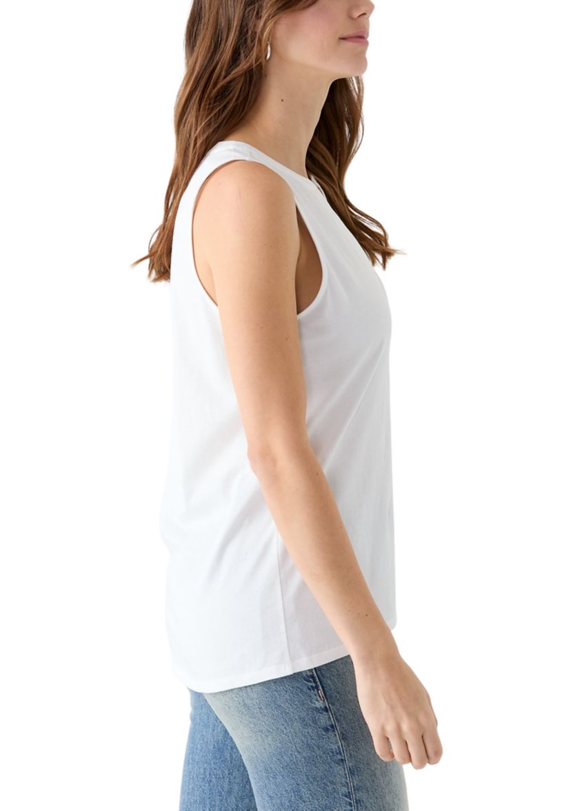 Womens Sleeveless Knit Peasant Top