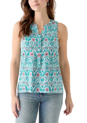 Crown & Ivy Women's Printed Peasant Knit Top