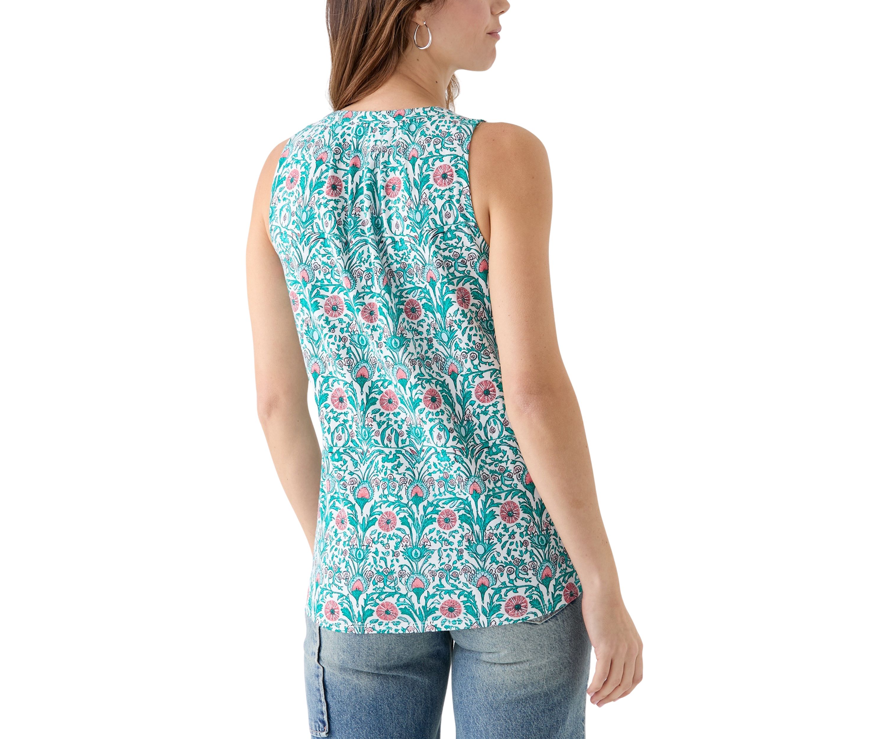 Womens Printed Peasant Knit Top