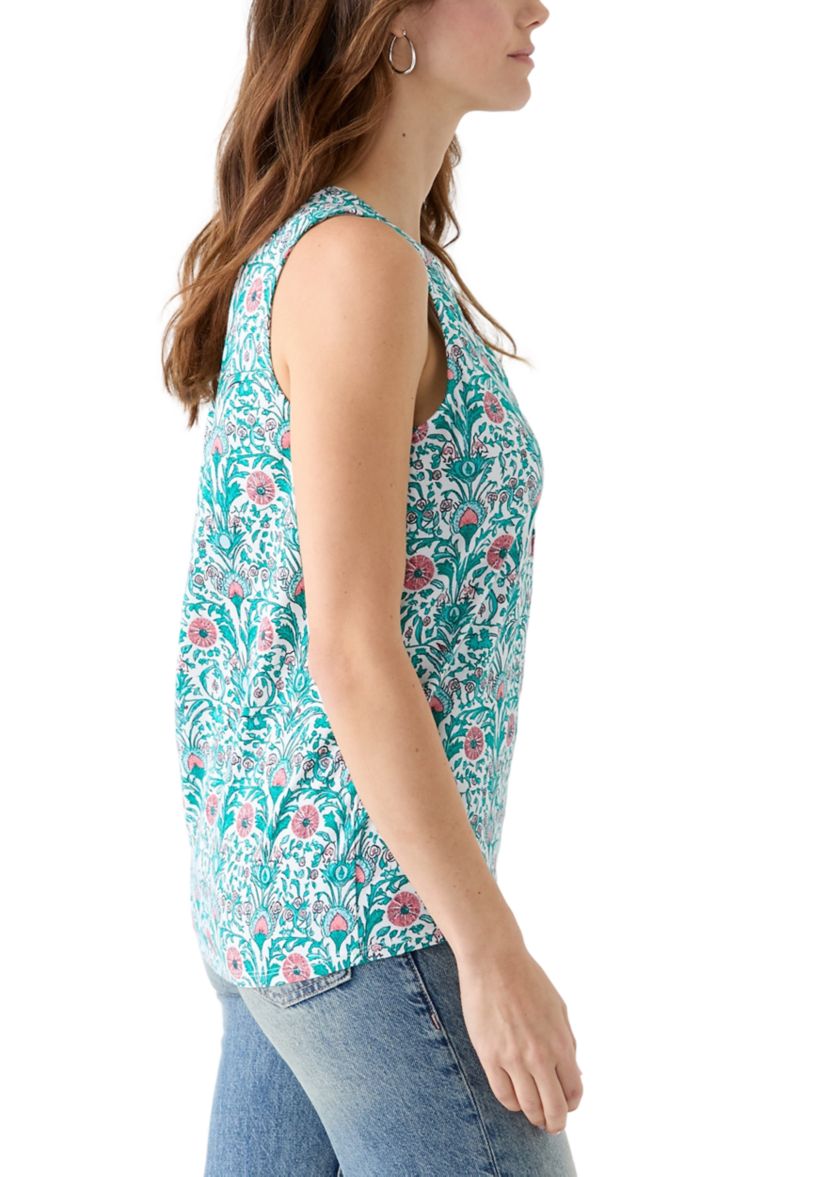 Womens Printed Peasant Knit Top