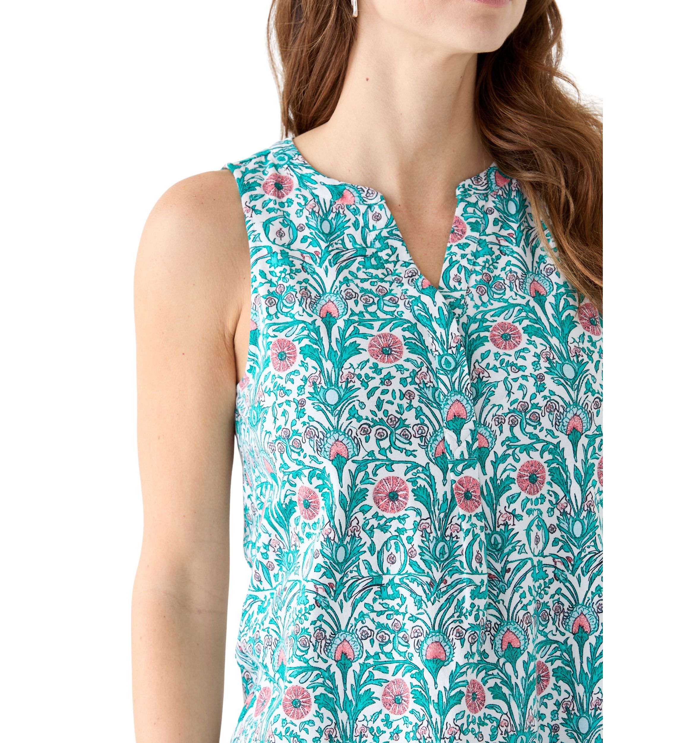 Womens Printed Peasant Knit Top