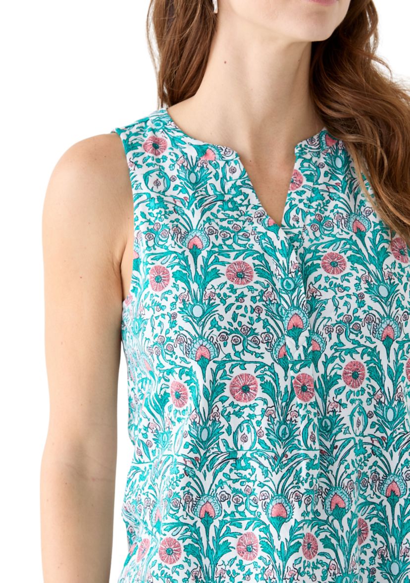 Womens Printed Peasant Knit Top
