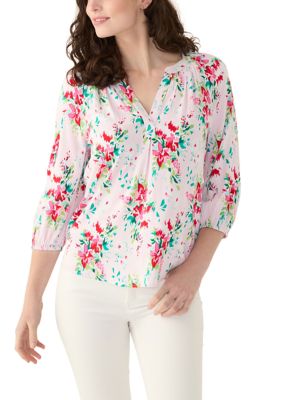 Crown & Ivy Women's Printed Peasant Top