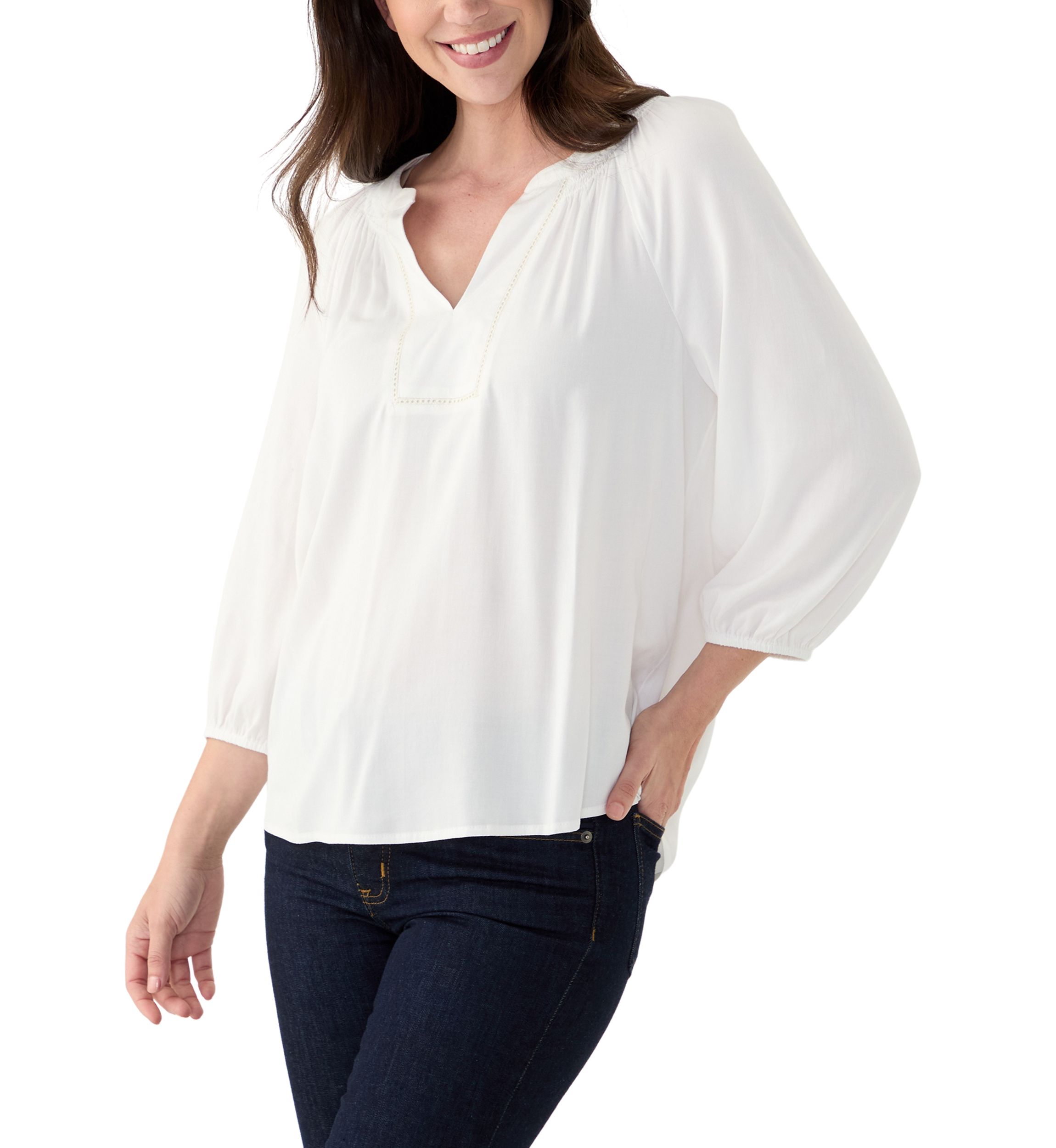 Womens Trim Peasant Top