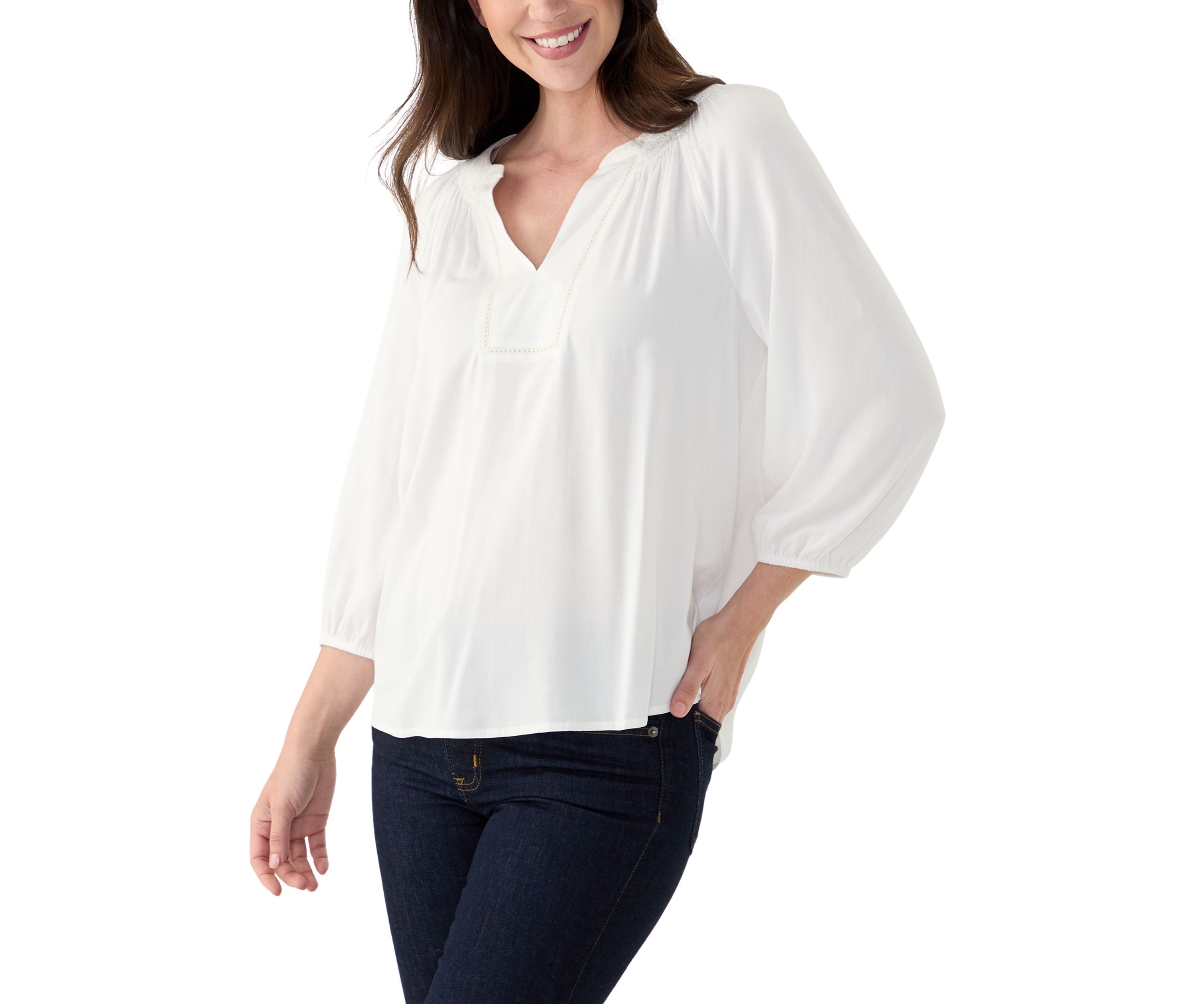 Womens Trim Peasant Top