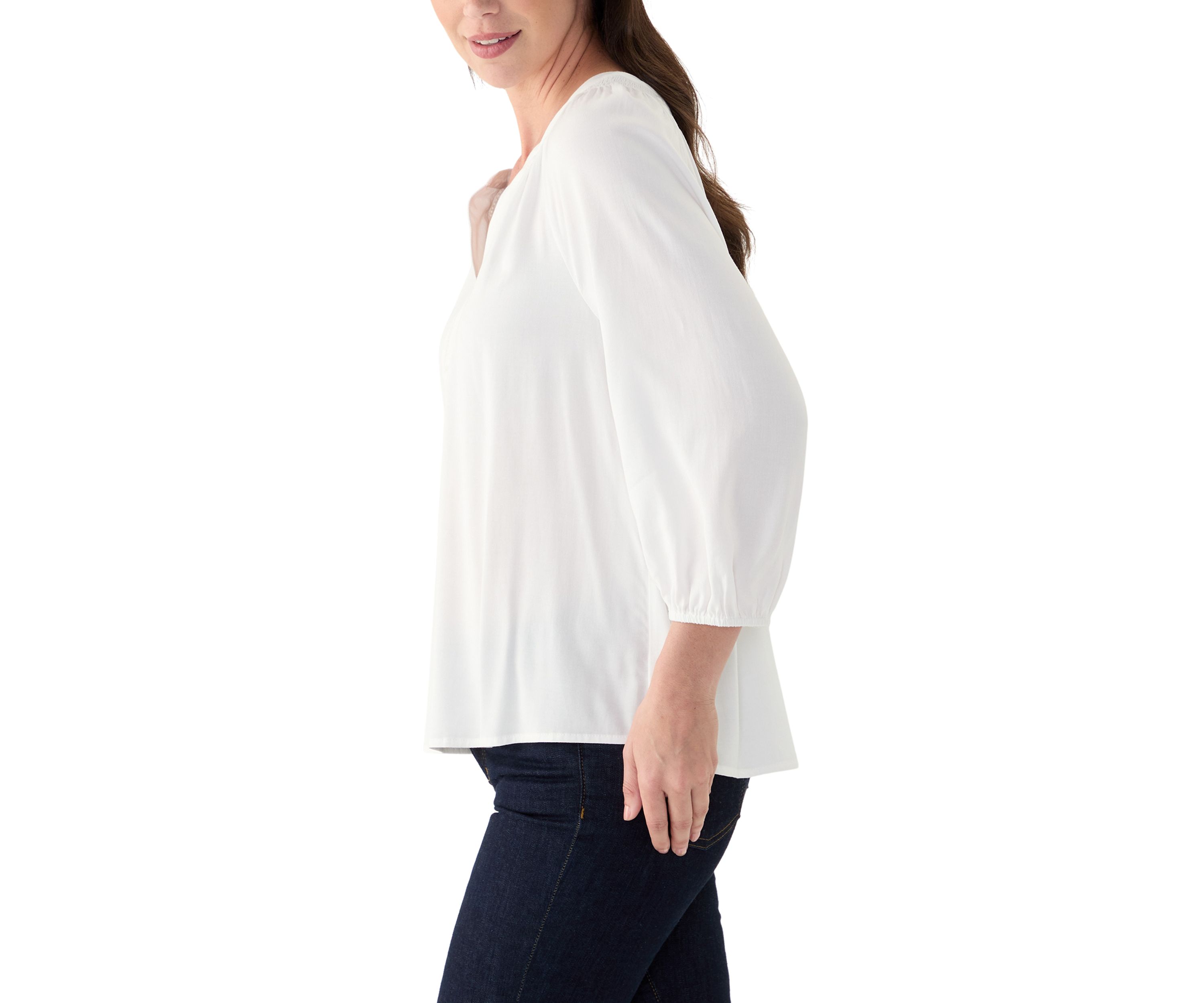 Womens Trim Peasant Top