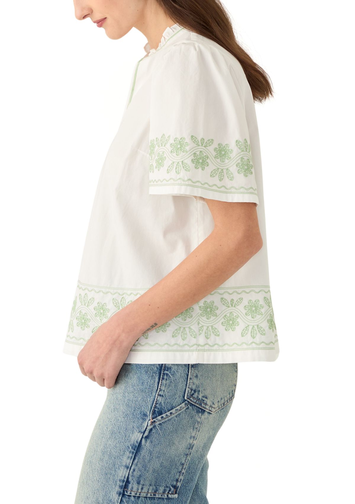 Womens Printed Split Neck Top