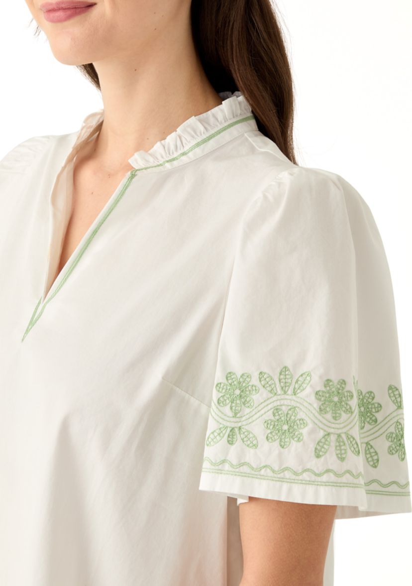 Womens Printed Split Neck Top