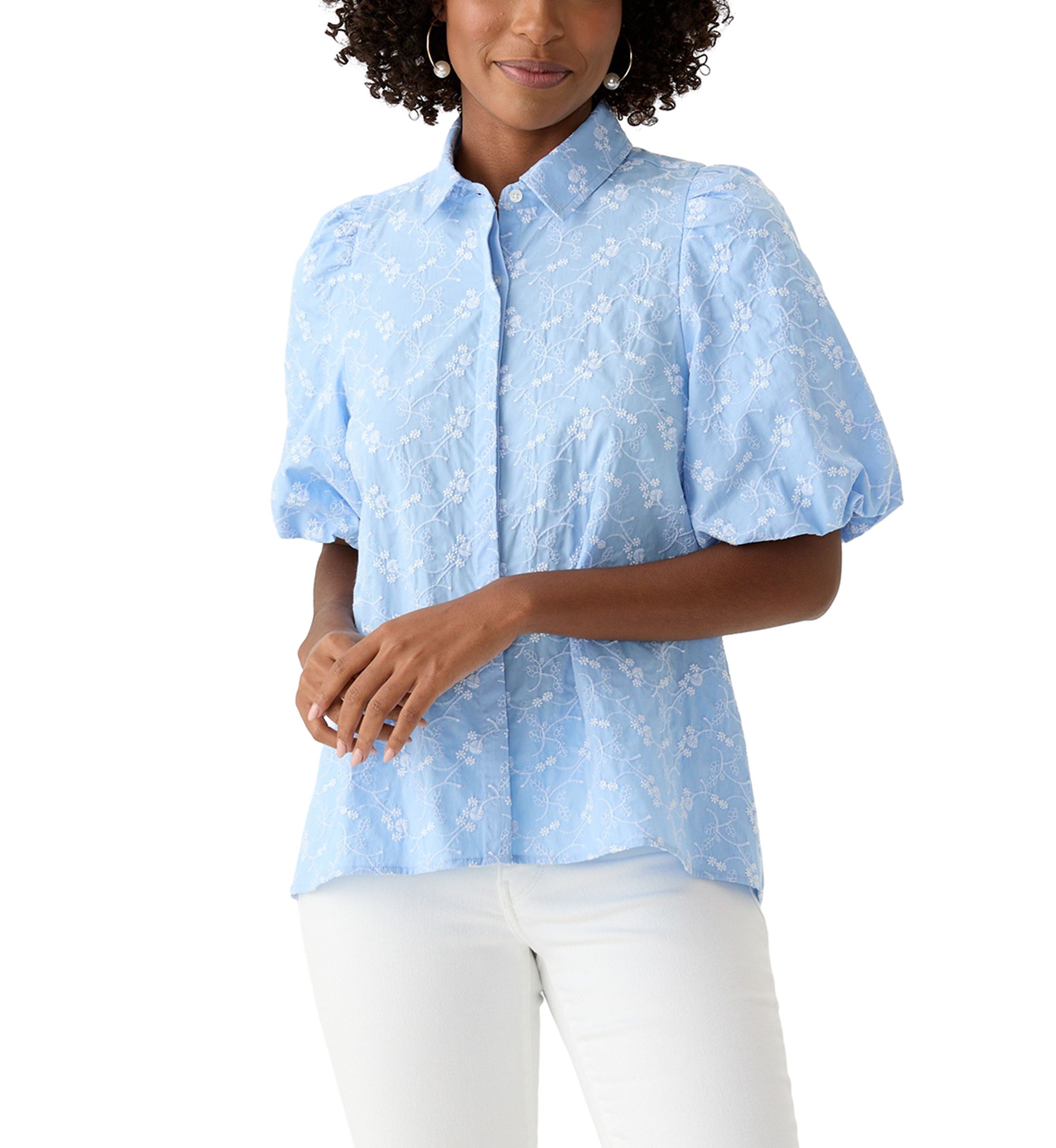 Womens Elbow Puff Sleeve Shirt