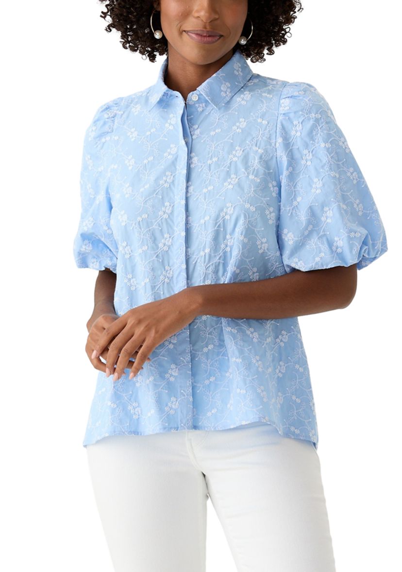 Womens Elbow Puff Sleeve Shirt