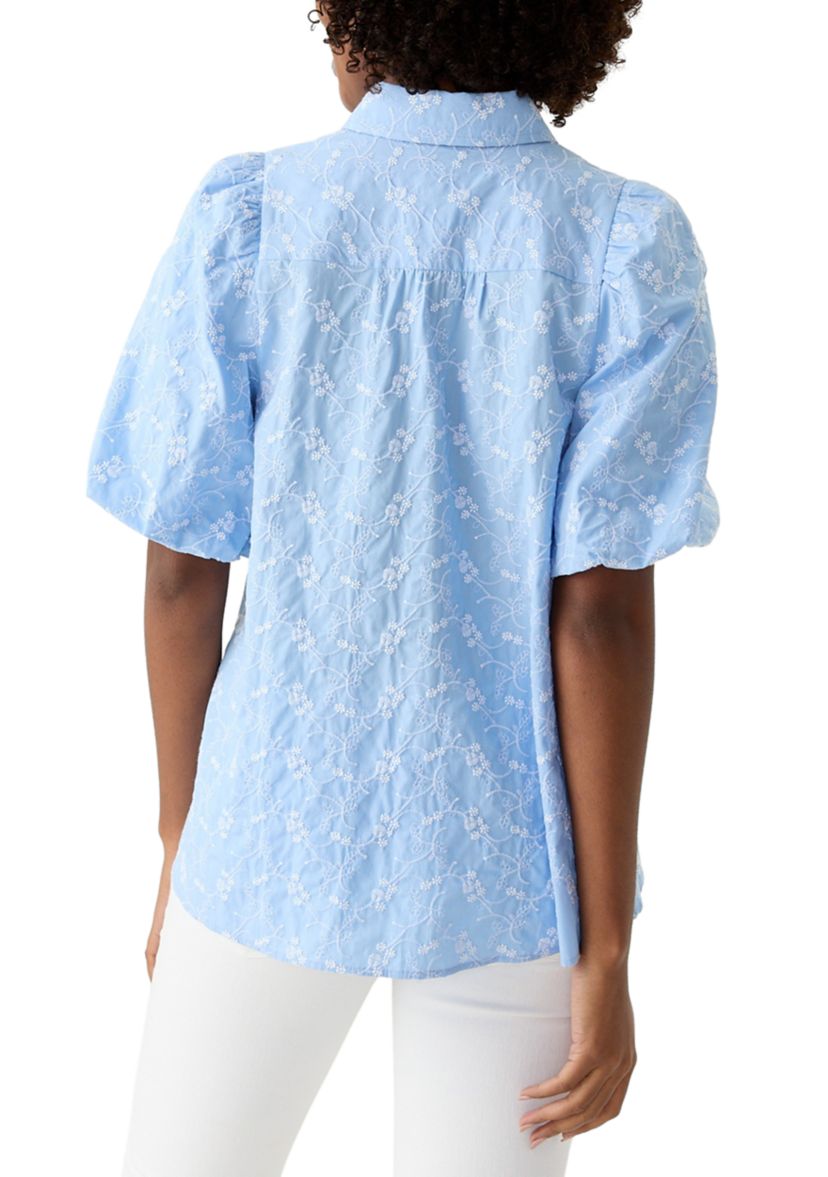 Womens Elbow Puff Sleeve Shirt