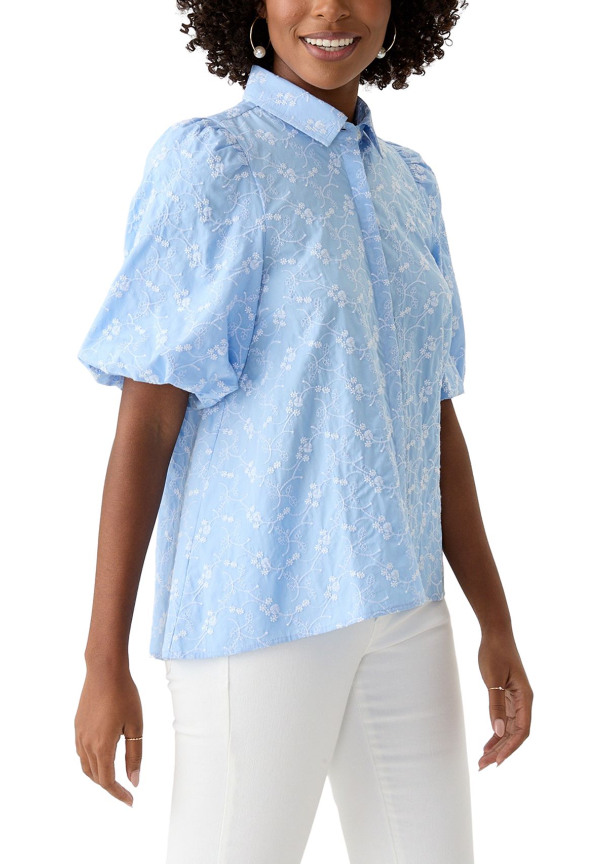 Womens Elbow Puff Sleeve Shirt
