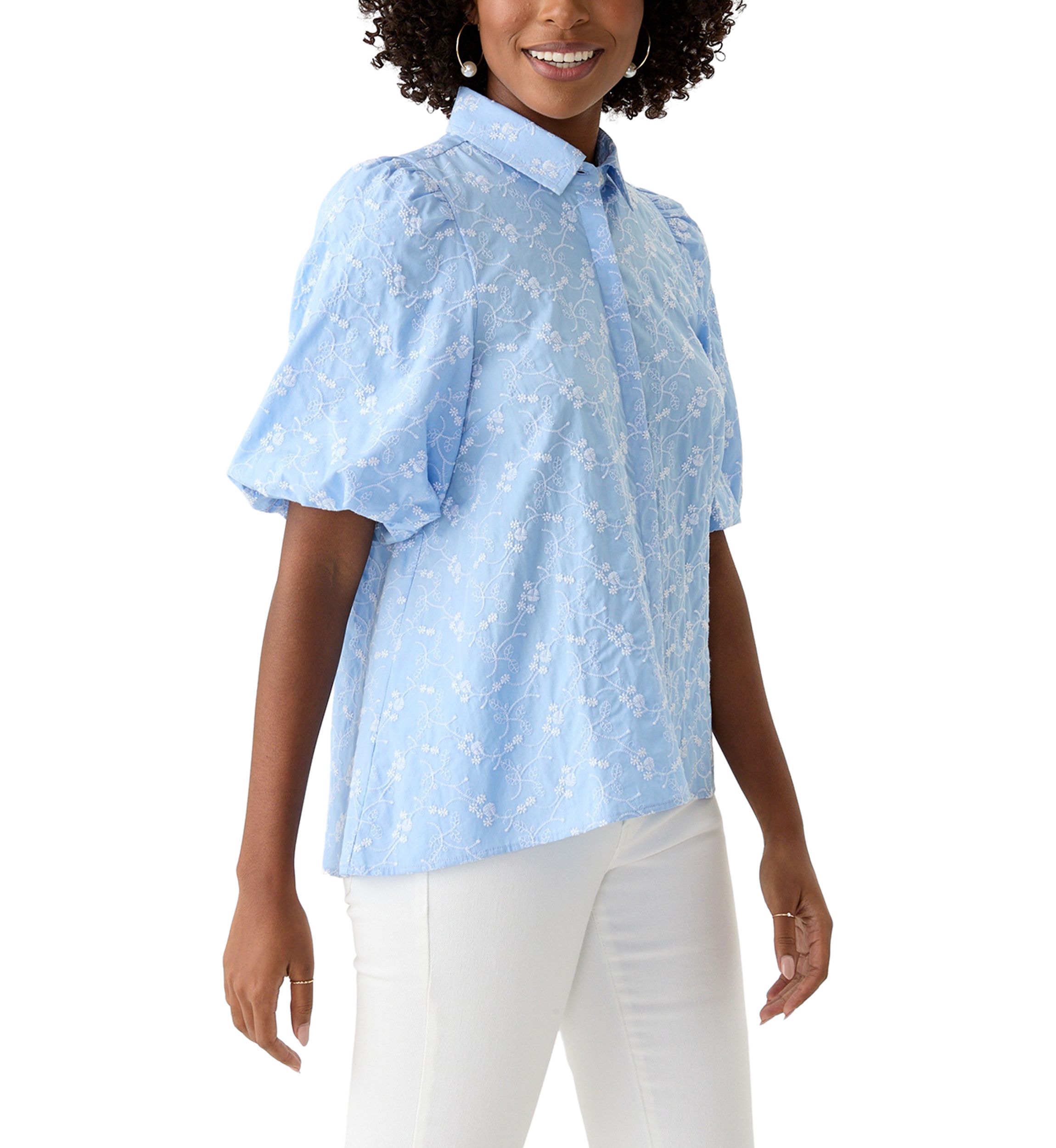 Womens Elbow Puff Sleeve Shirt
