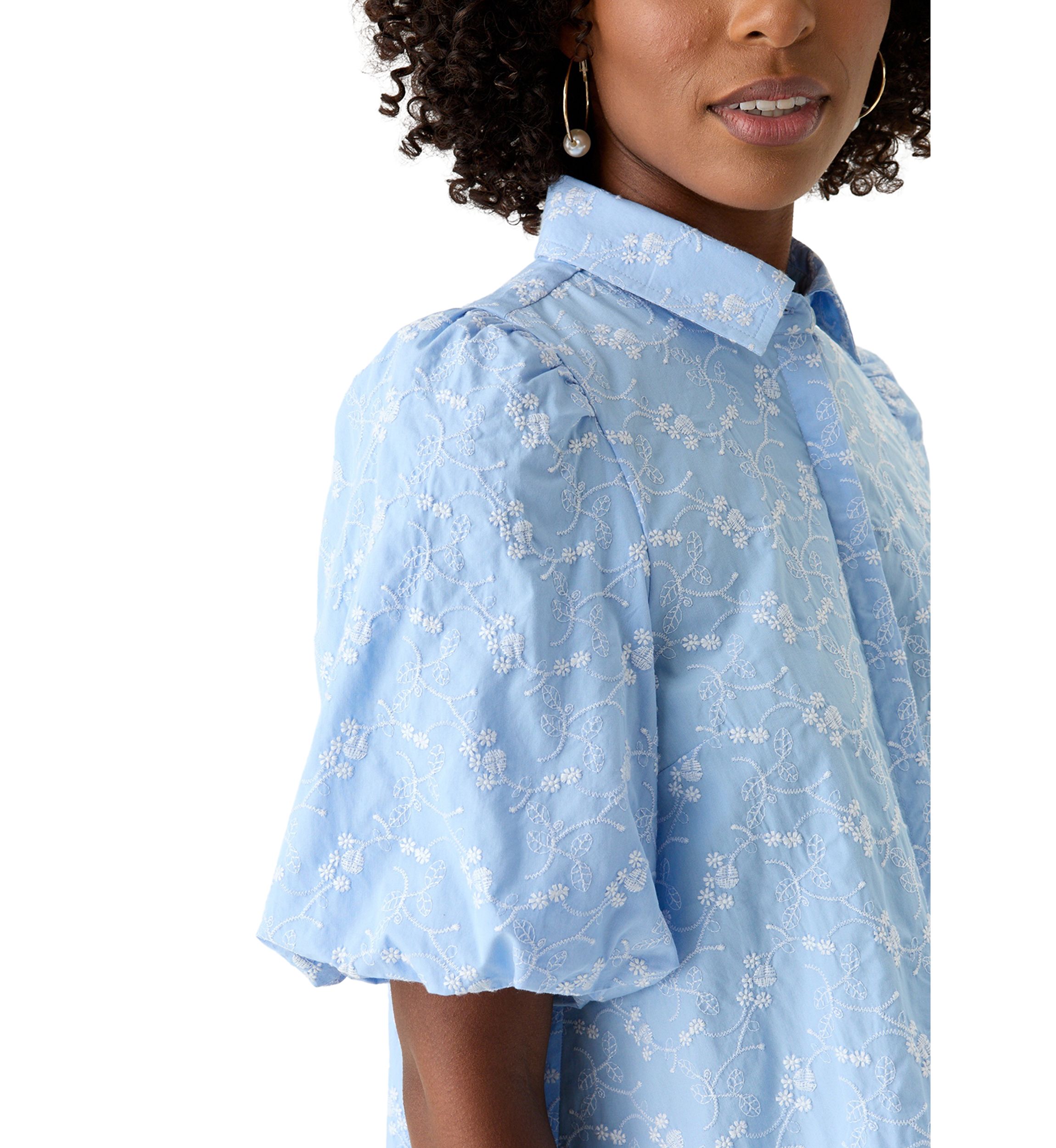 Womens Elbow Puff Sleeve Shirt
