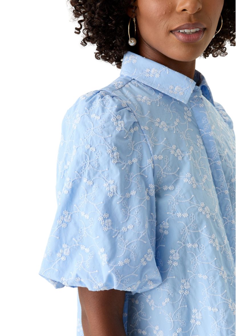 Womens Elbow Puff Sleeve Shirt