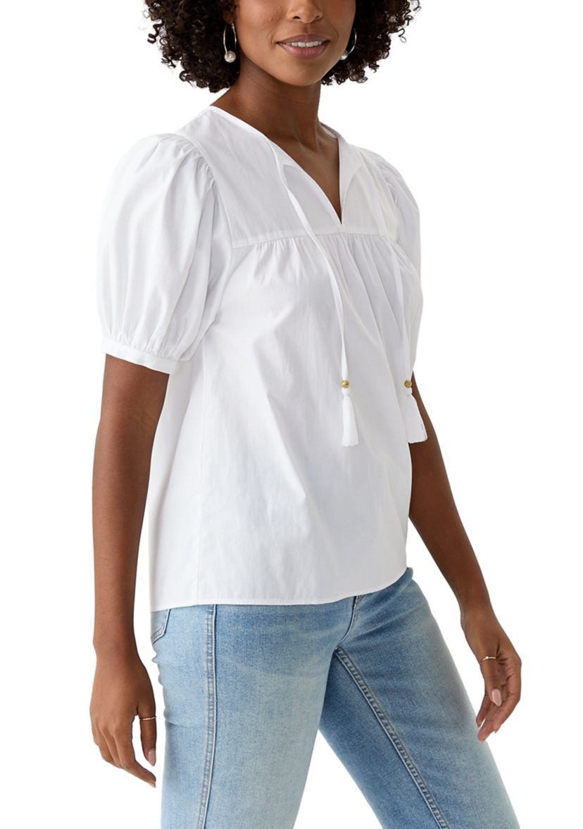 Womens Tassel Peasant Top