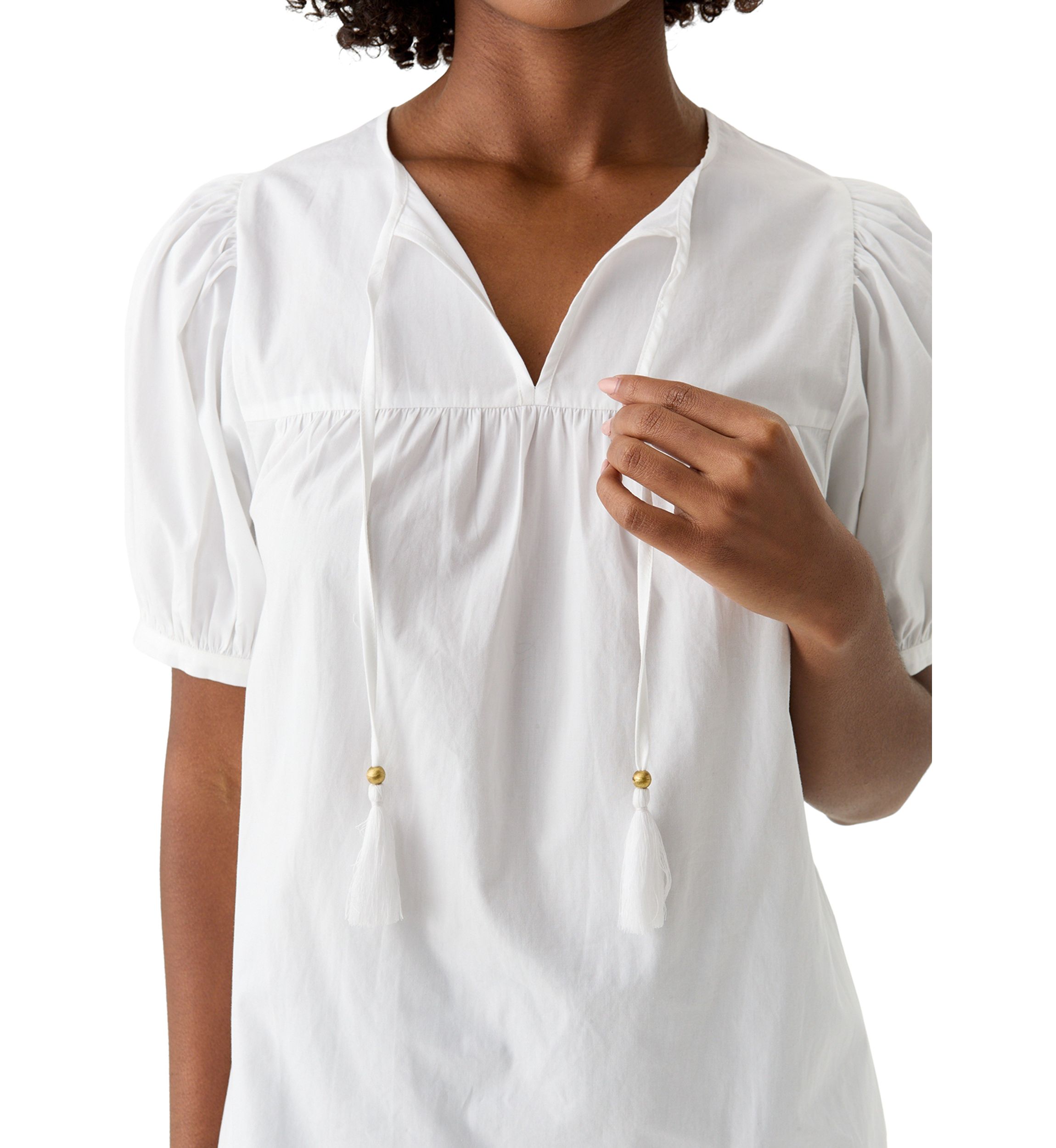 Womens Tassel Peasant Top
