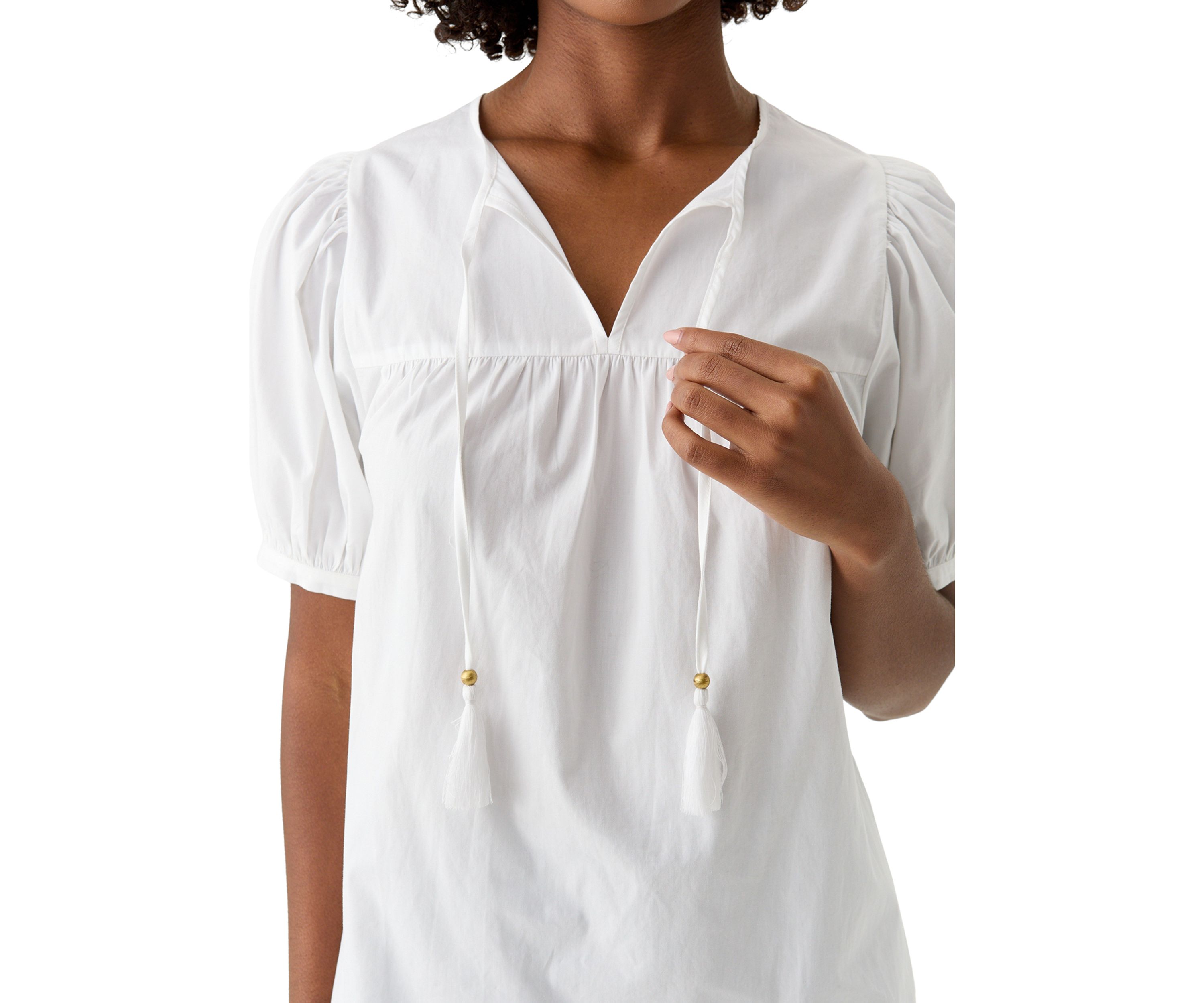 Womens Tassel Peasant Top
