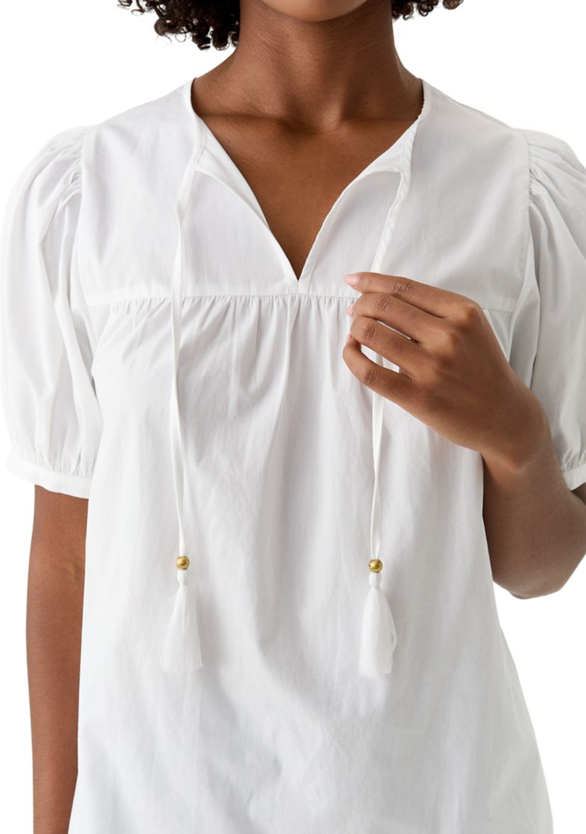 Womens Tassel Peasant Top