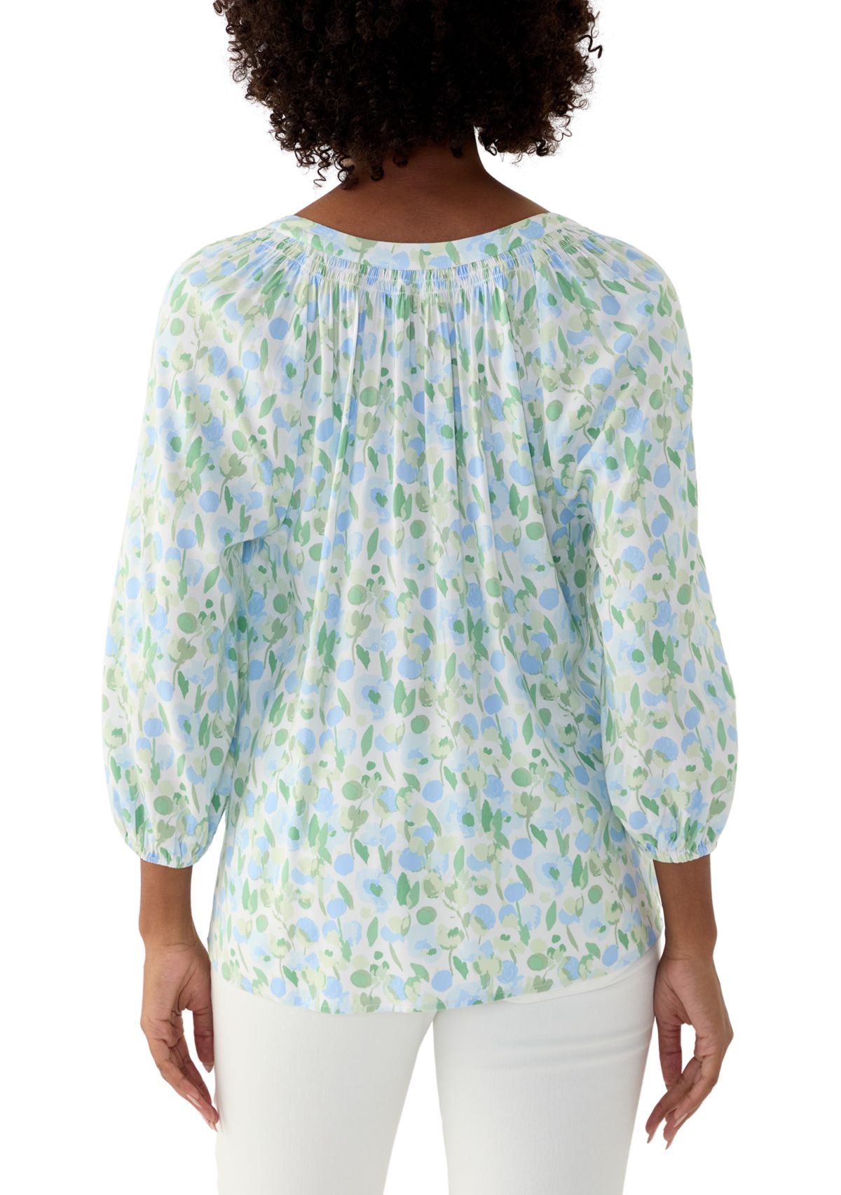 Womens Printed Peasant Top