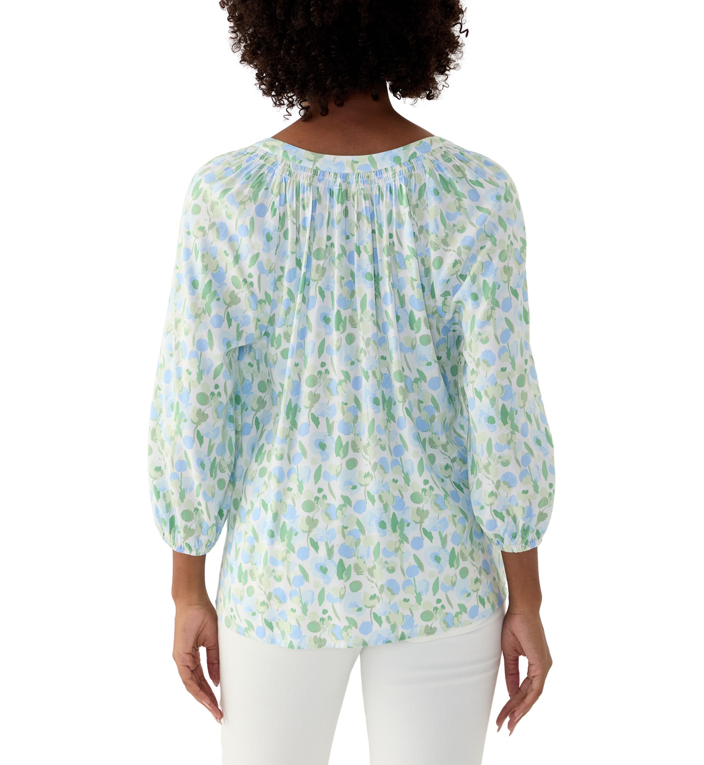 Womens Printed Peasant Top