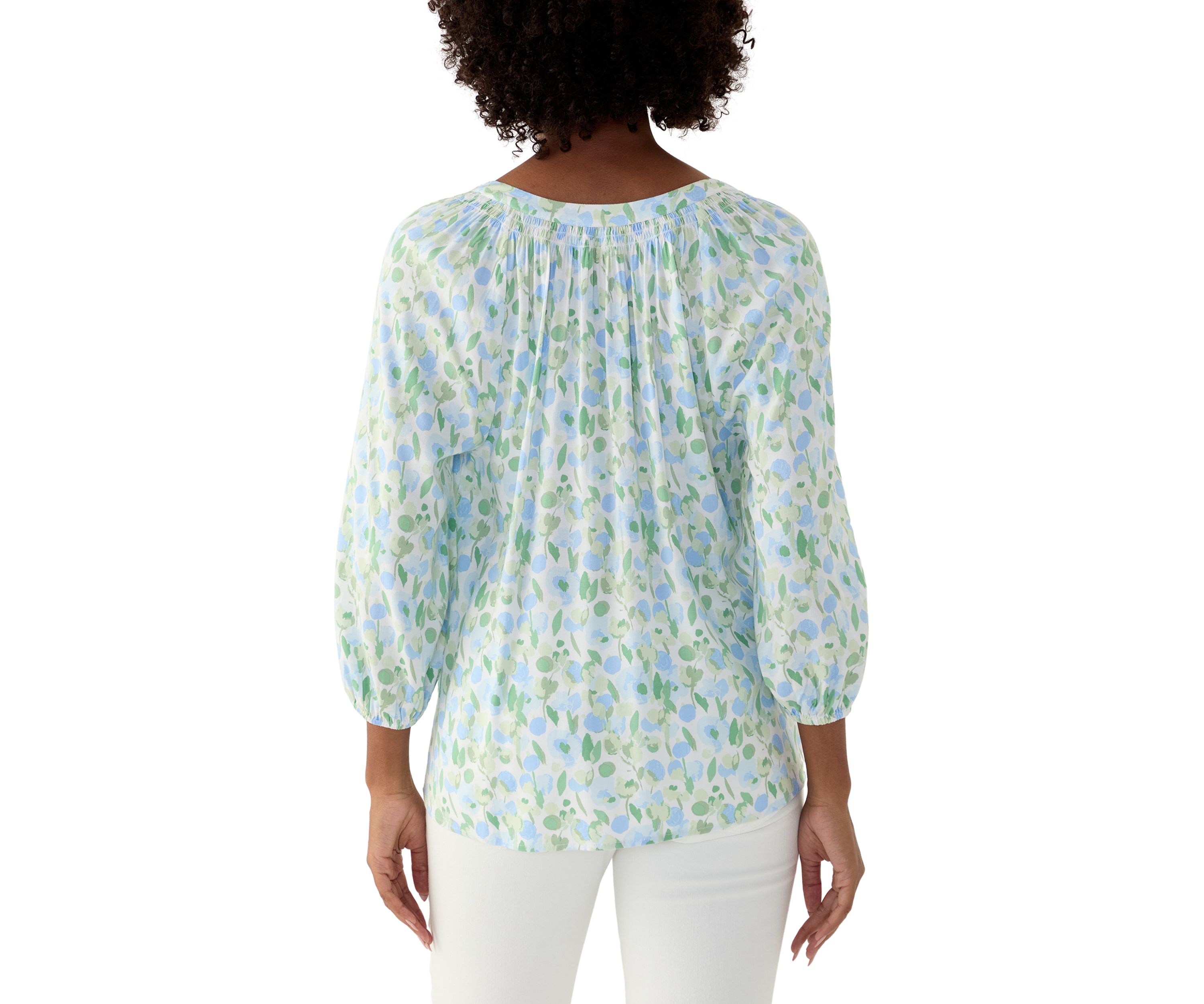Womens Printed Peasant Top