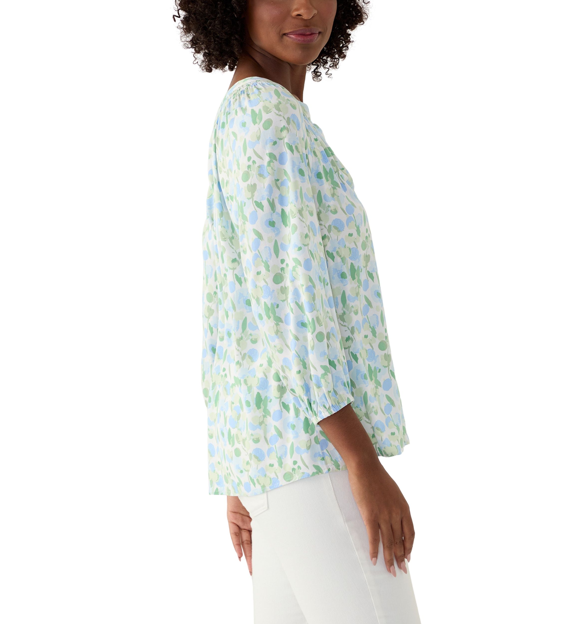 Womens Printed Peasant Top