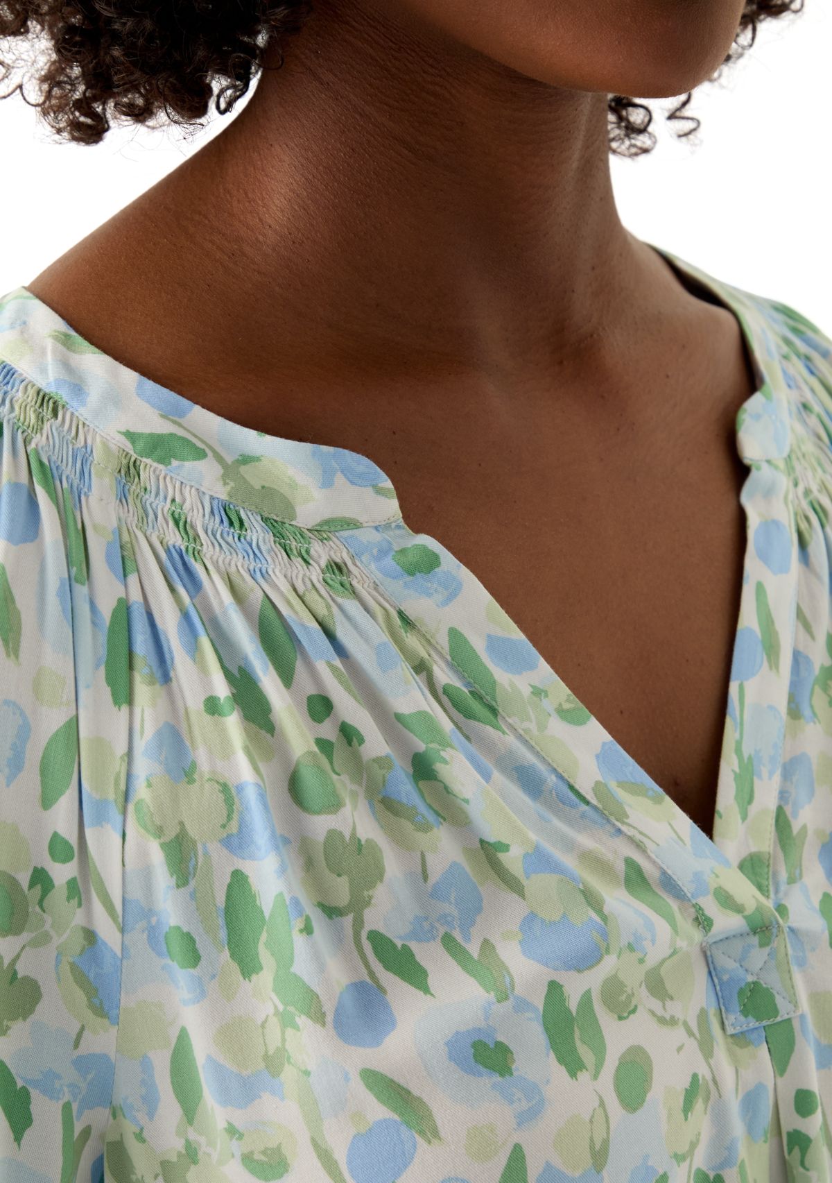 Womens Printed Peasant Top