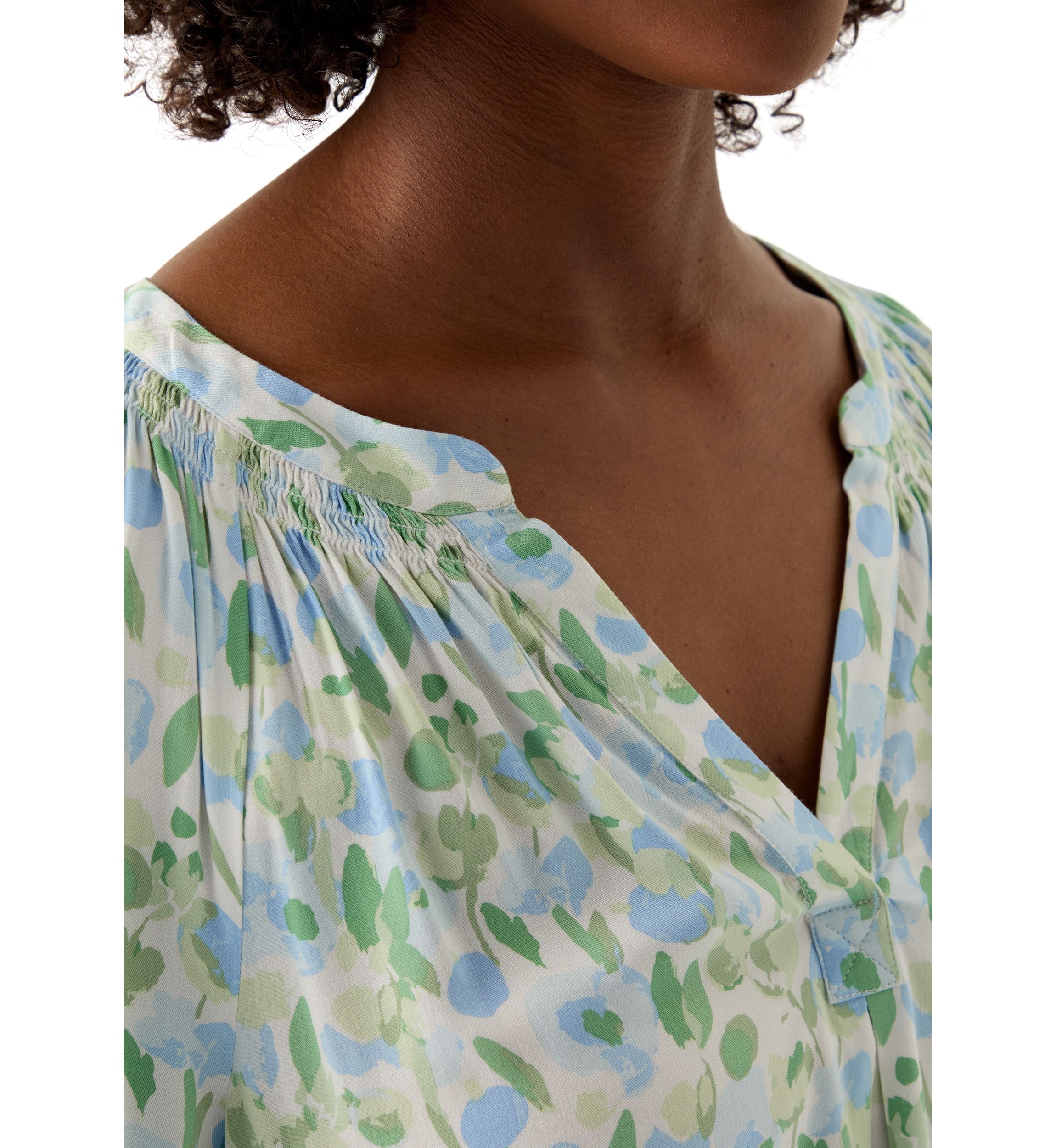 Womens Printed Peasant Top