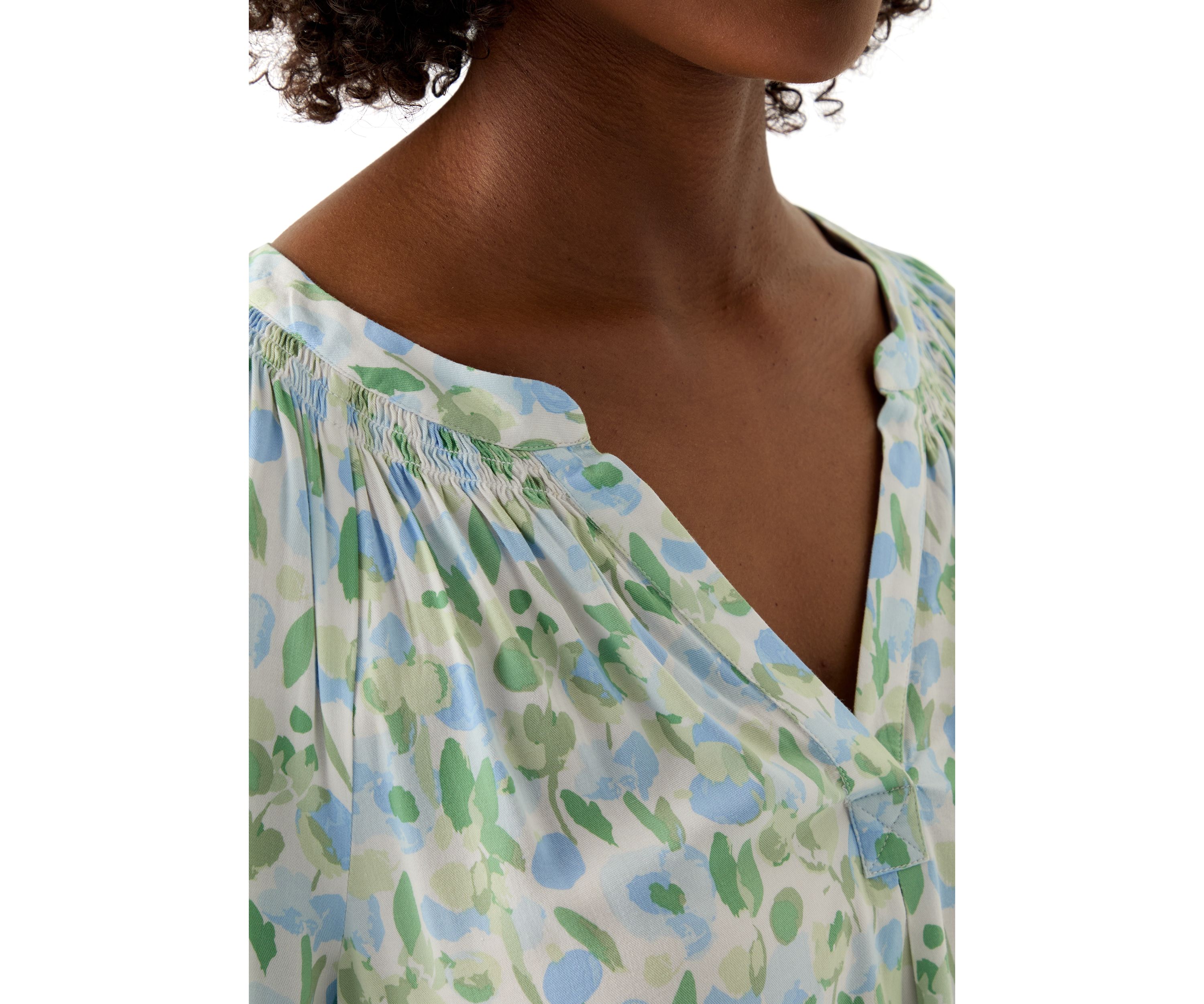 Womens Printed Peasant Top