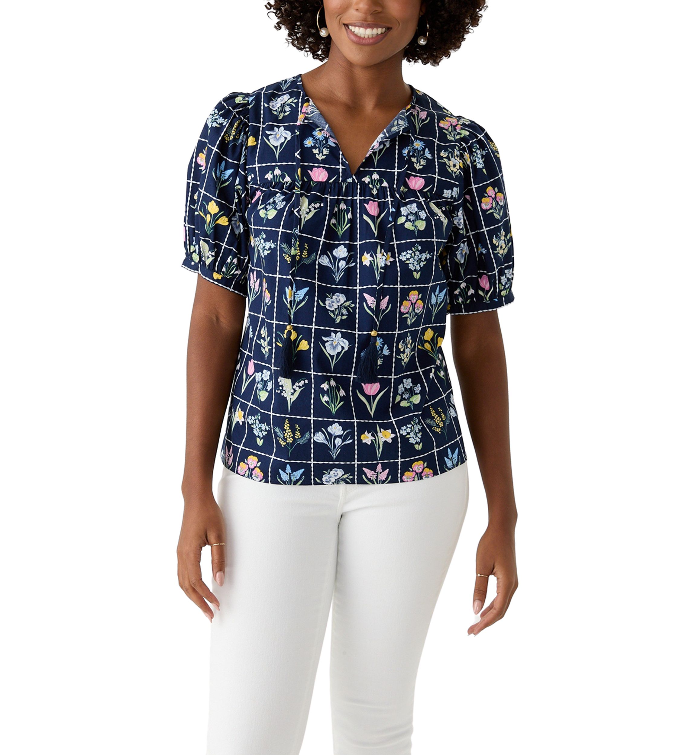 Womens Tassel Peasant Top