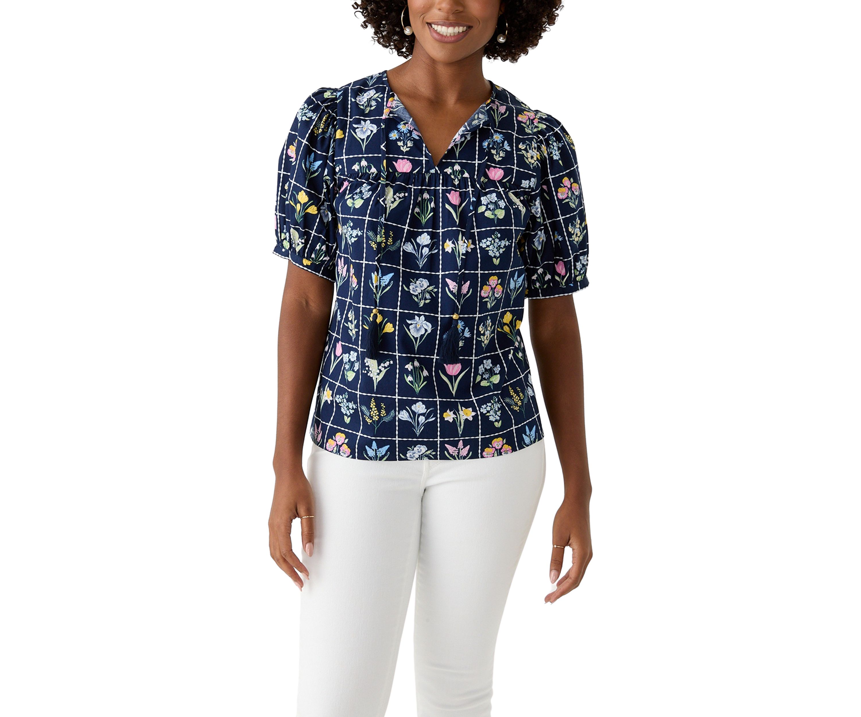 Womens Tassel Peasant Top