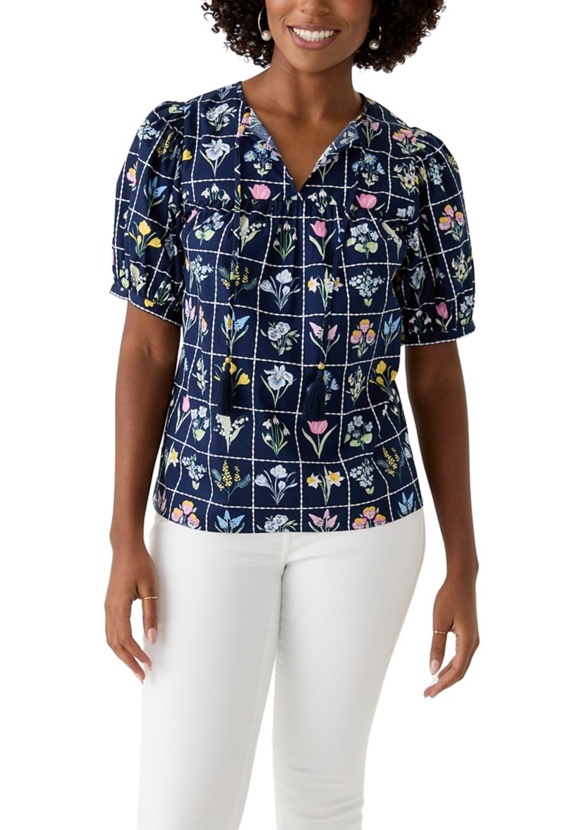 Womens Tassel Peasant Top