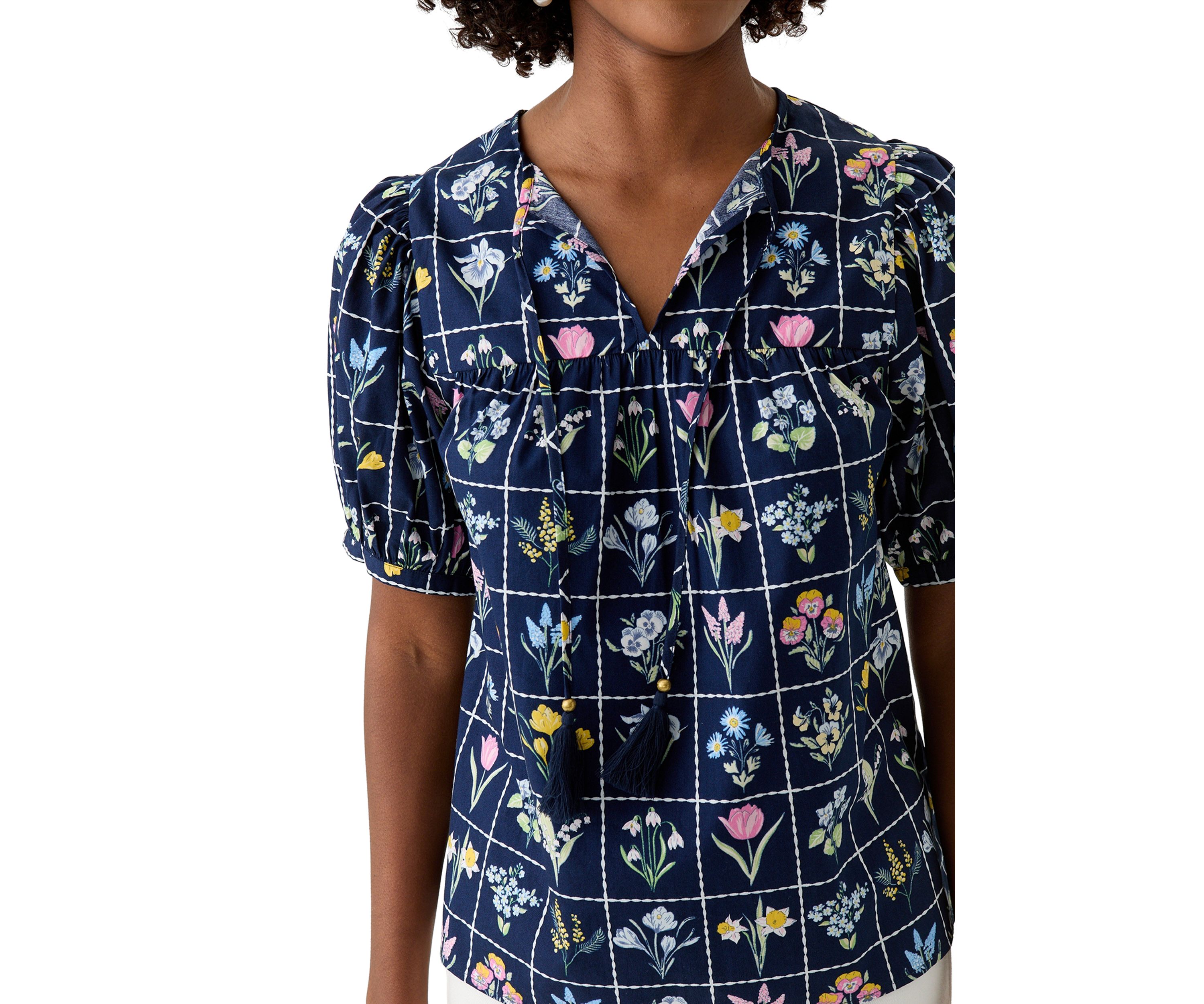 Womens Tassel Peasant Top