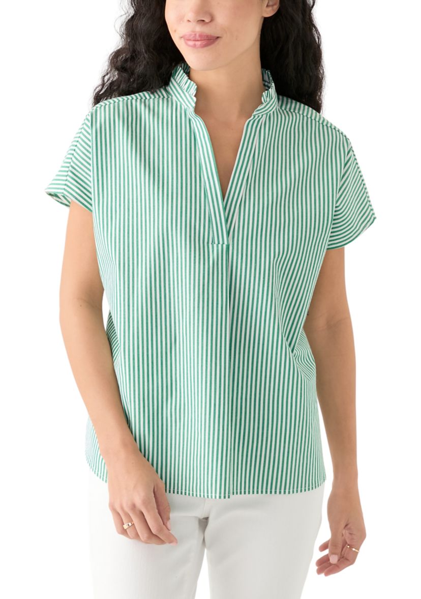 Womens Dolman Sleeve Ruffle Neck Top 