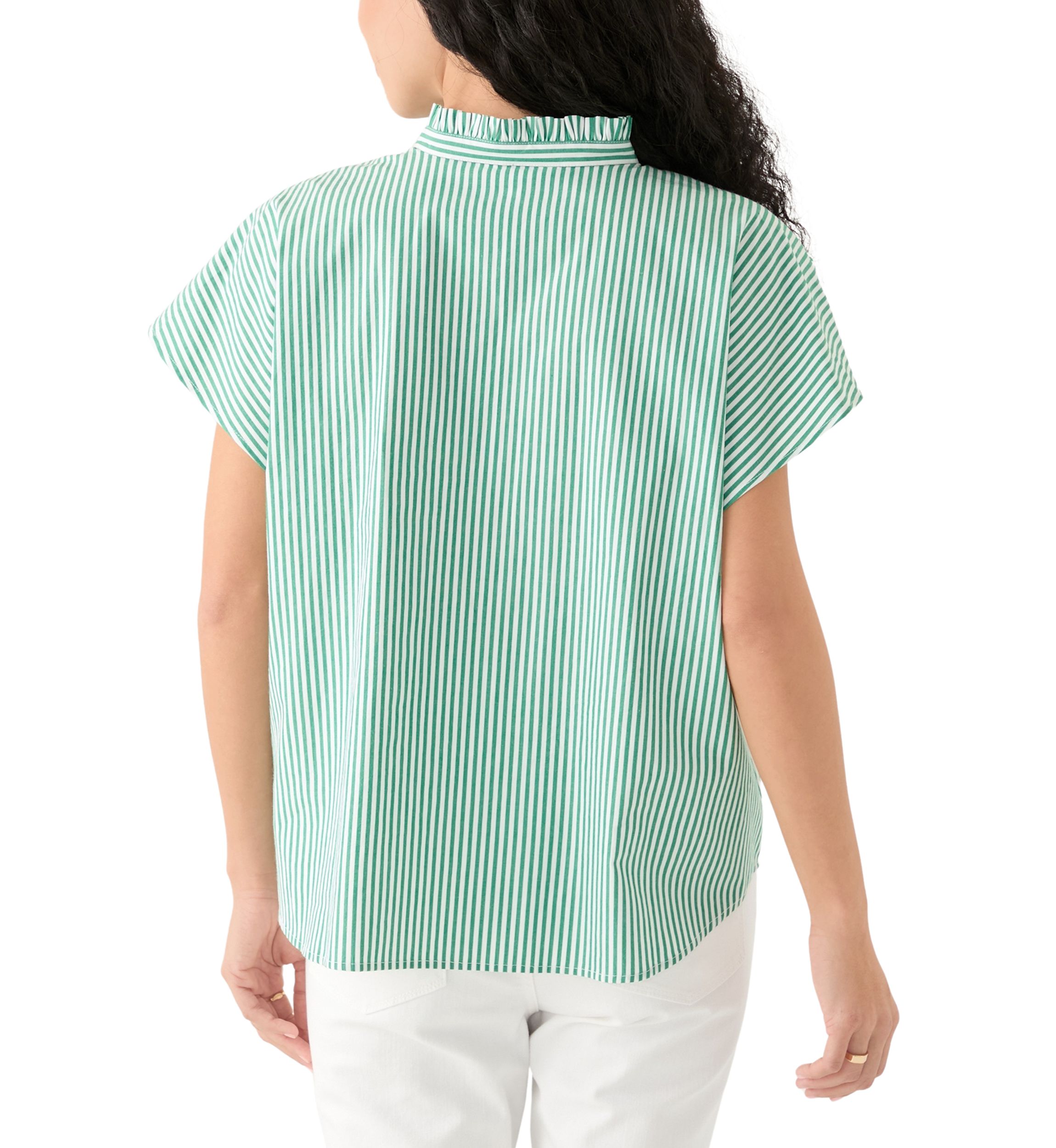 Womens Dolman Sleeve Ruffle Neck Top 