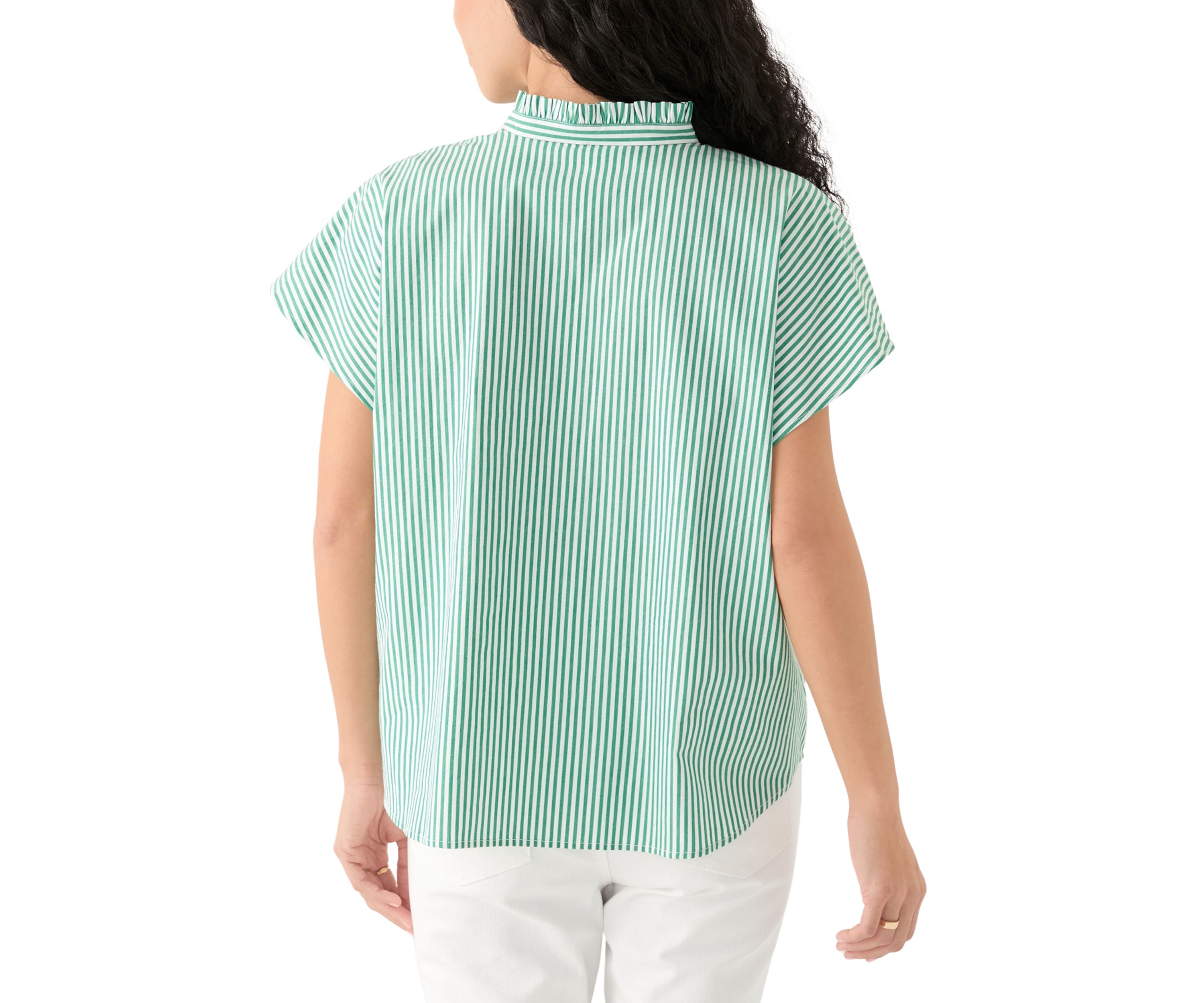 Womens Dolman Sleeve Ruffle Neck Top 