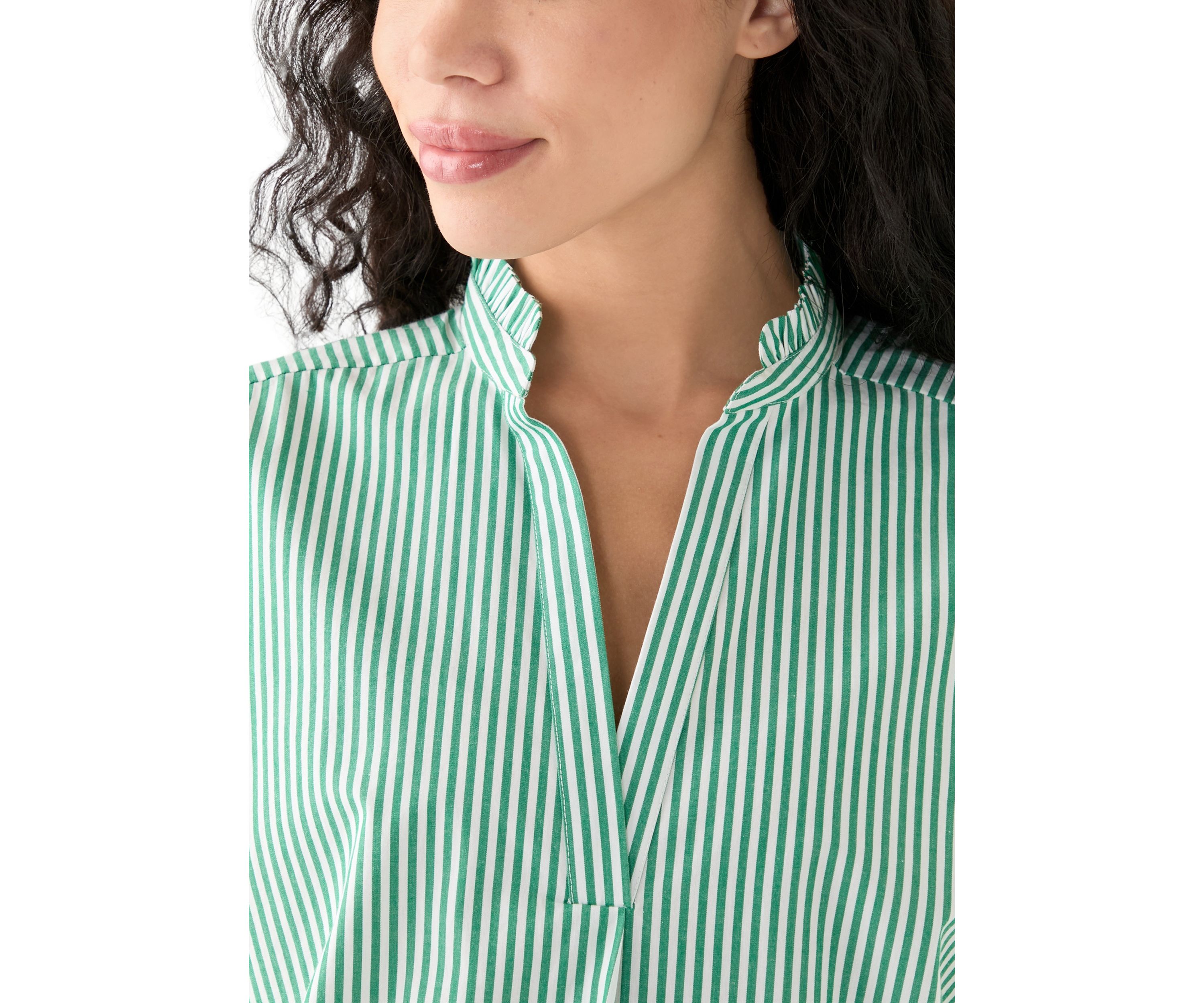 Womens Dolman Sleeve Ruffle Neck Top 