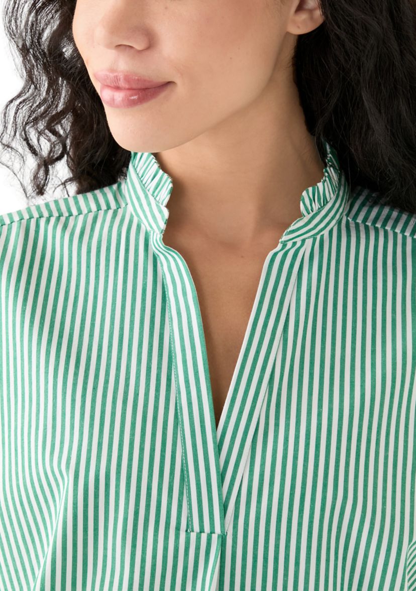 Womens Dolman Sleeve Ruffle Neck Top 